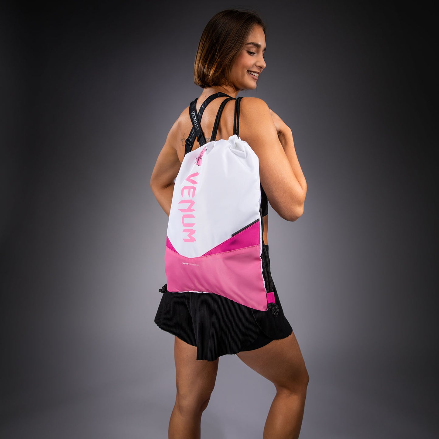 Venum Evo 2 Flower Gymtas met trekkoord (10-15L) – Wit/ Candy Roze