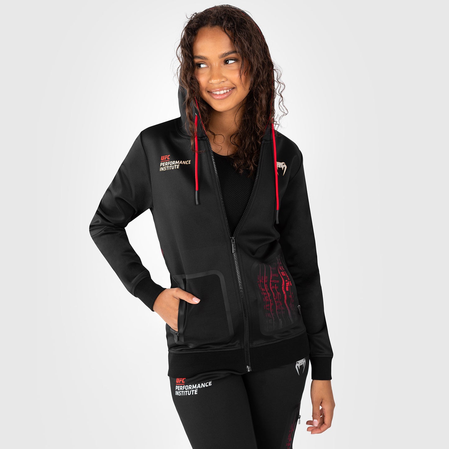 UFC Venum Performance Institute 2.0 Zip Hoodie voor Dames - Zwart/Rood
