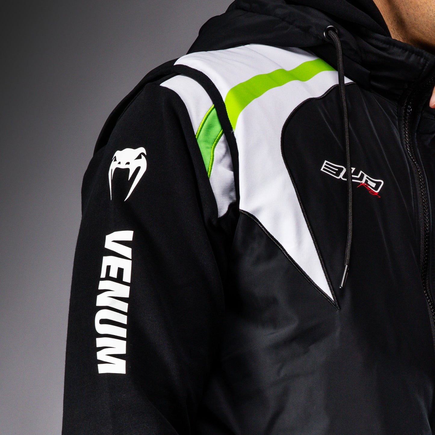 Venum x Bud Racing mouwloos donsjack voor heren - Zwart/Wit/Limoengroen