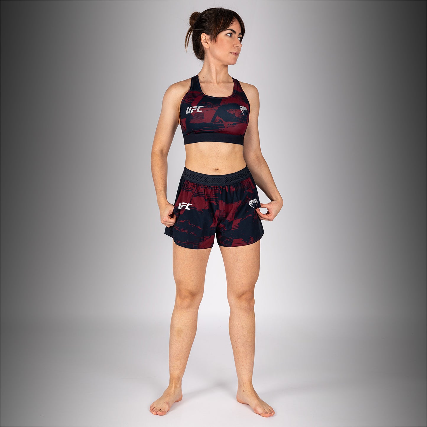 UFC Zenith by Venum Authentic Fight Week Performance Short Dames - Marineblauw/Bordeauxrood/Zilver