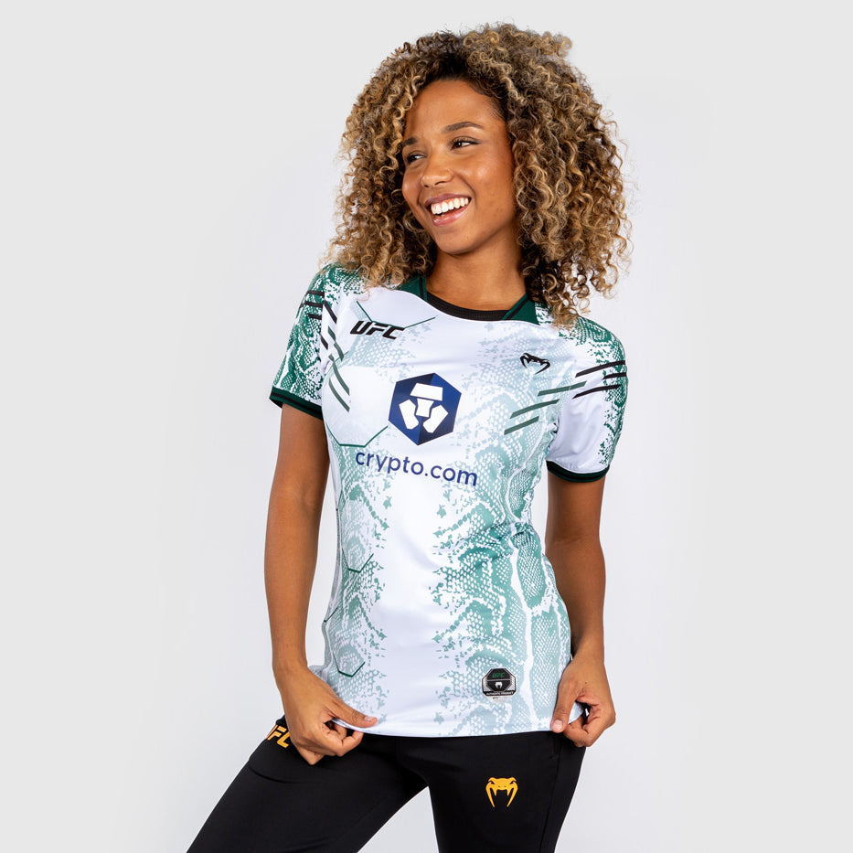 UFC Adrenaline by Venum Personalized Authentic Fight Night Vrouwen Walkout Jersey - Emerald Edition - Wit/Groen
