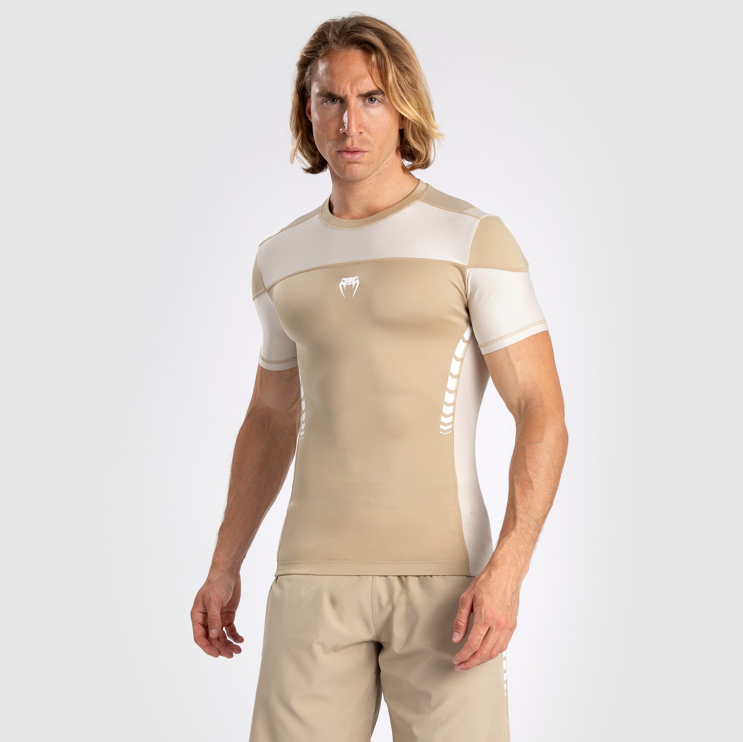 Venum Tempest Heren Rashguard Met Korte Mouwen - Beige/Zand