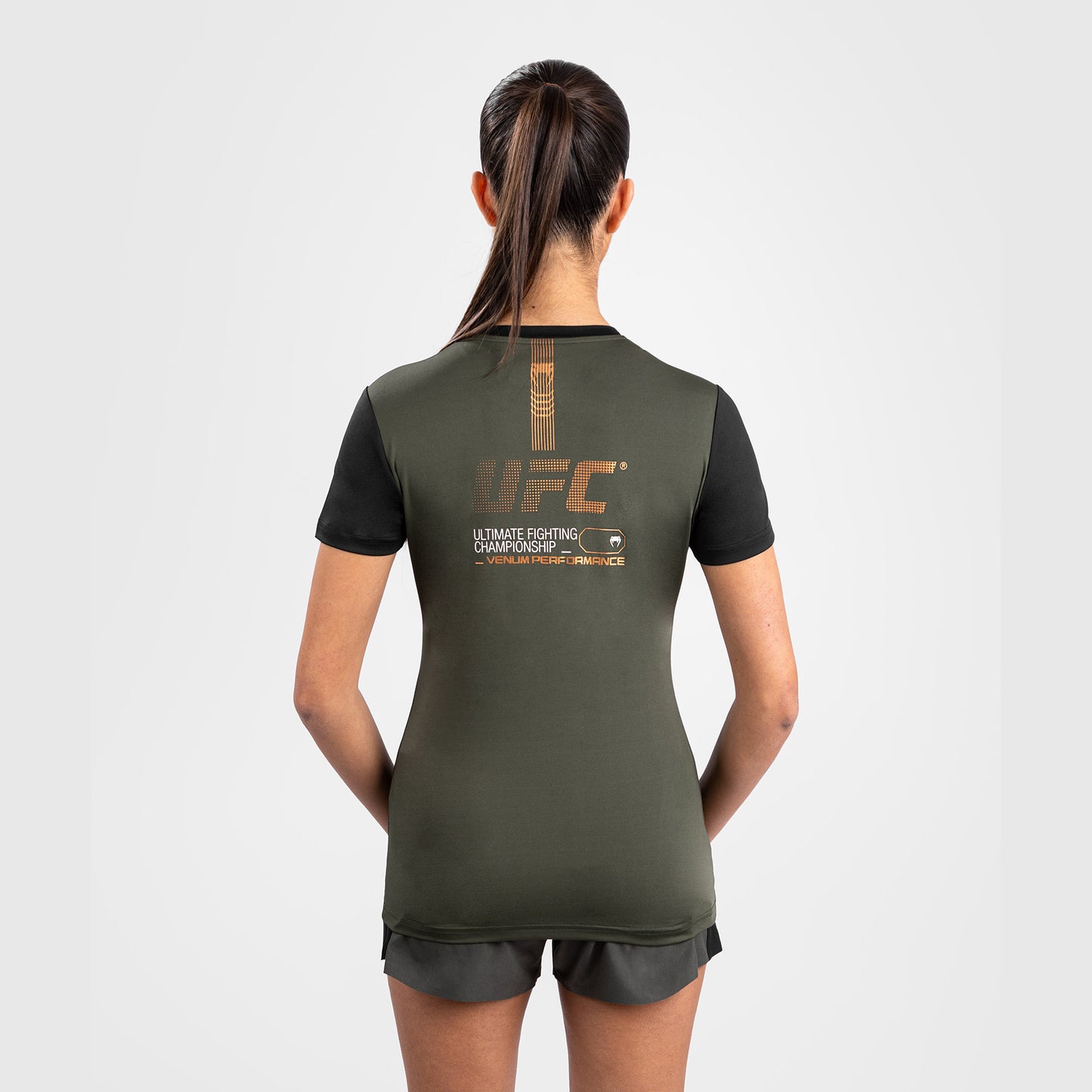 UFC Adrenaline by Venum Fight Week Dames-T-shirt Dry-Tech - Kaki/Brons
