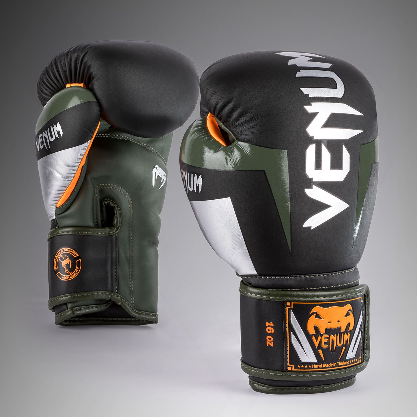 Venum Elite Bokshandschoenen - Zwart/Zilver/Kaki