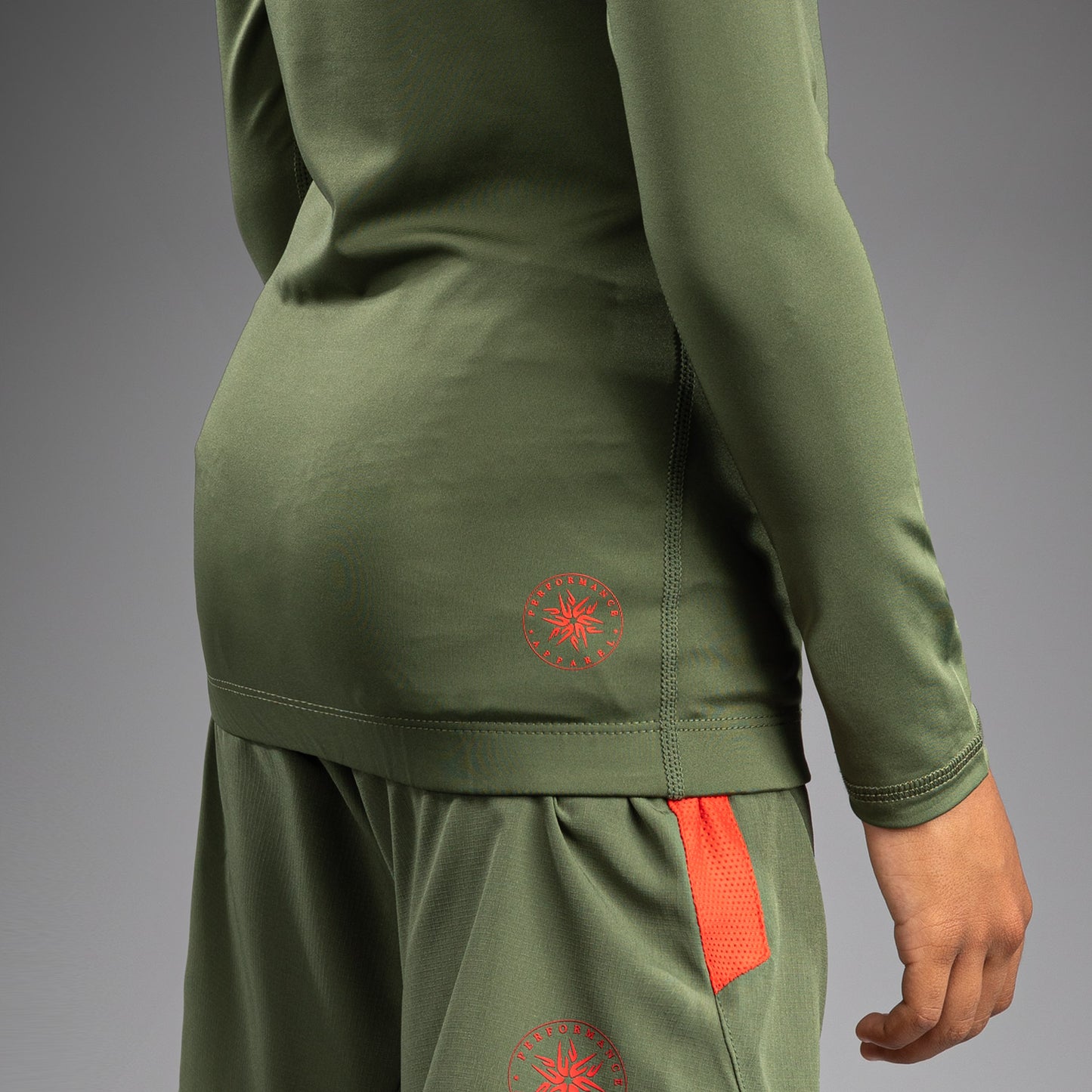 Venum Contender Rashguards Lange Mouwen voor Kinderen - Army Green/Orange