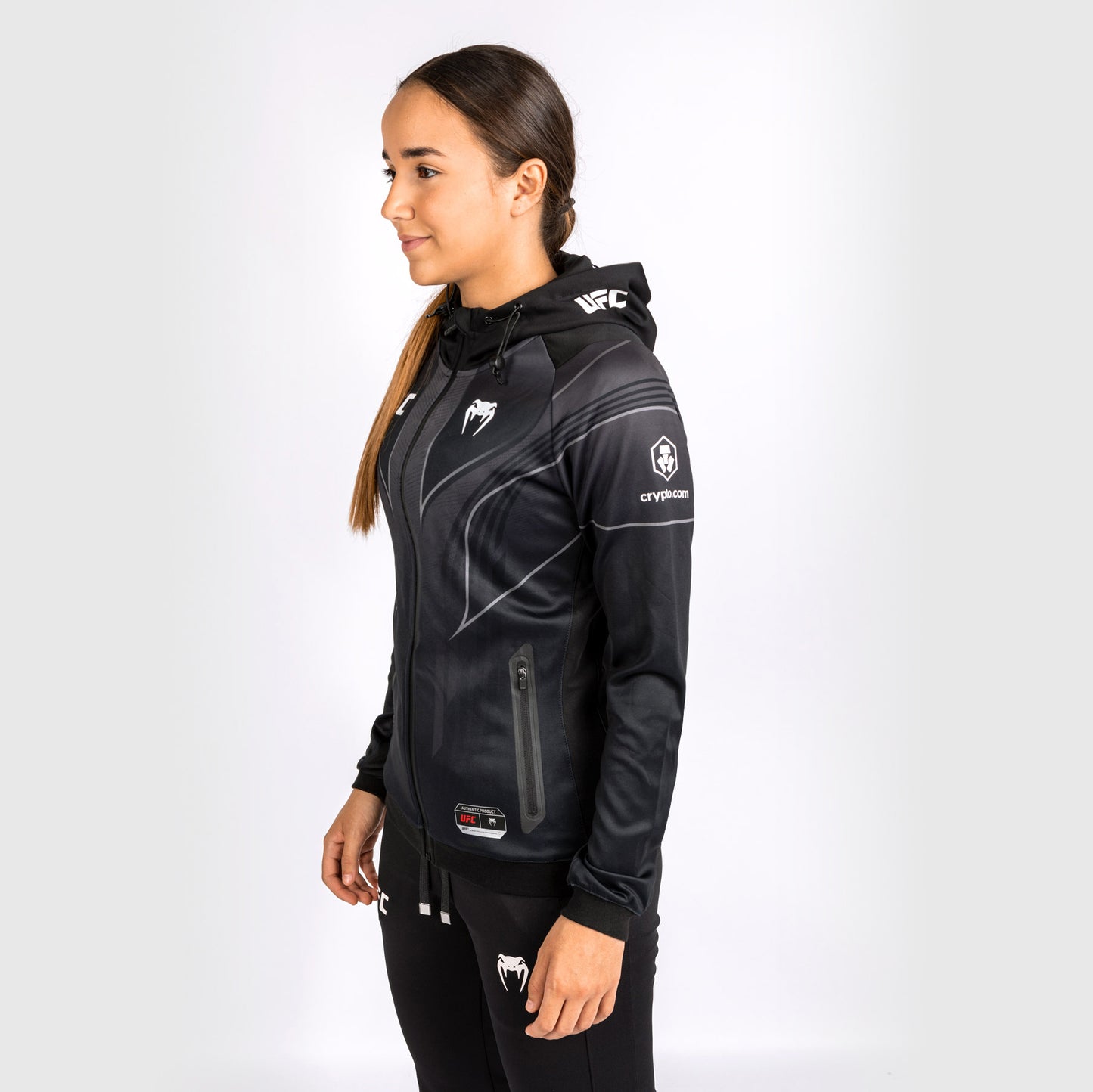 UFC Venum Gepersonaliseerde Authentic Fight Night 2.0 Vrouwen Walkout Hoodie - Zwart
