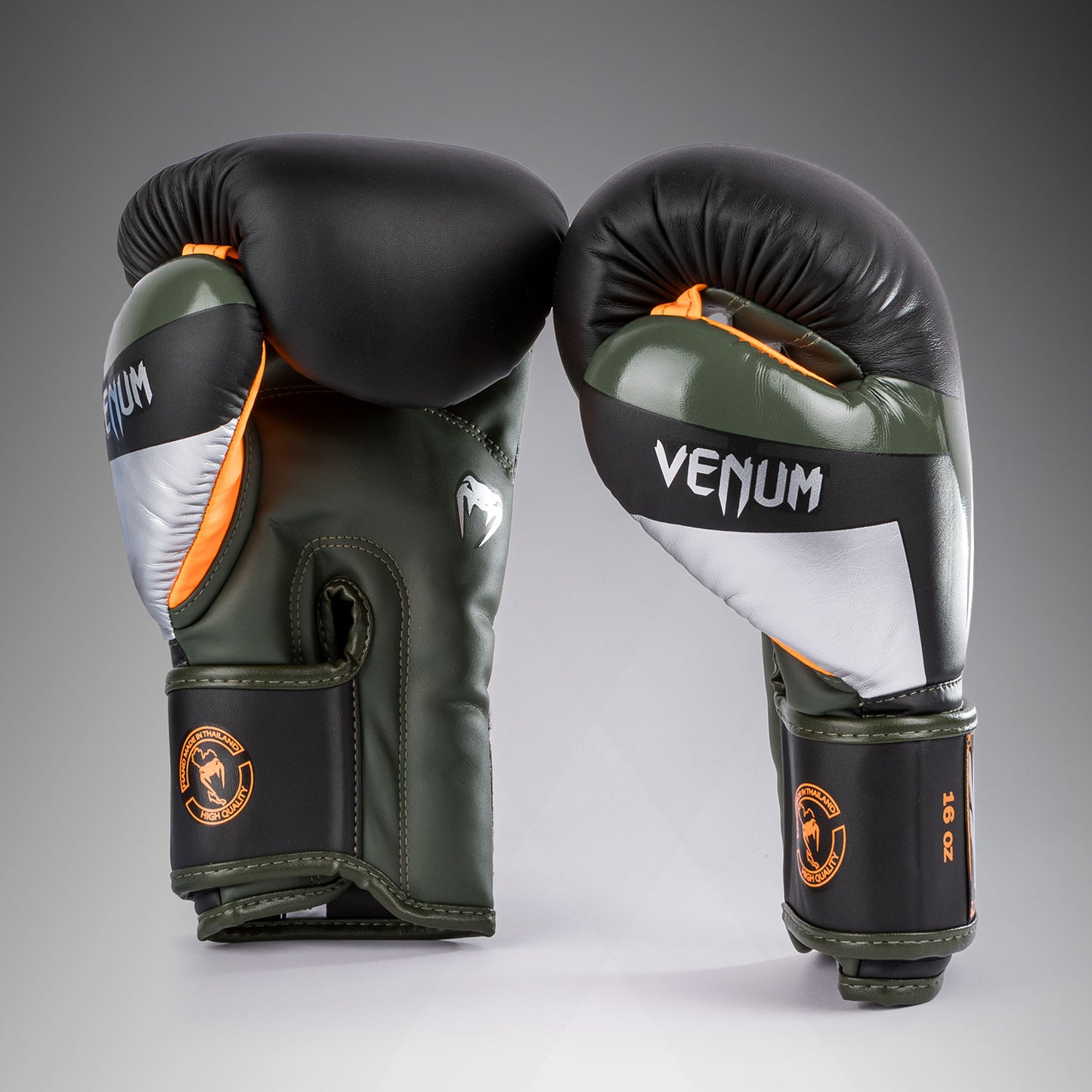 Venum Elite Bokshandschoenen - Zwart/Zilver/Kaki