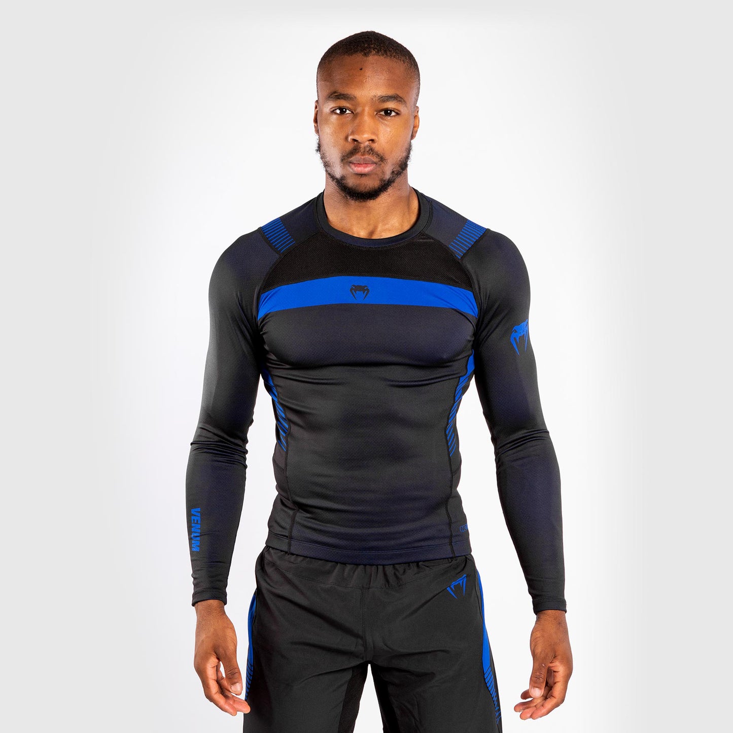 Venum No Gi 3.0 compressie-T-shirt - lange mouwen - Zwart/Blauw