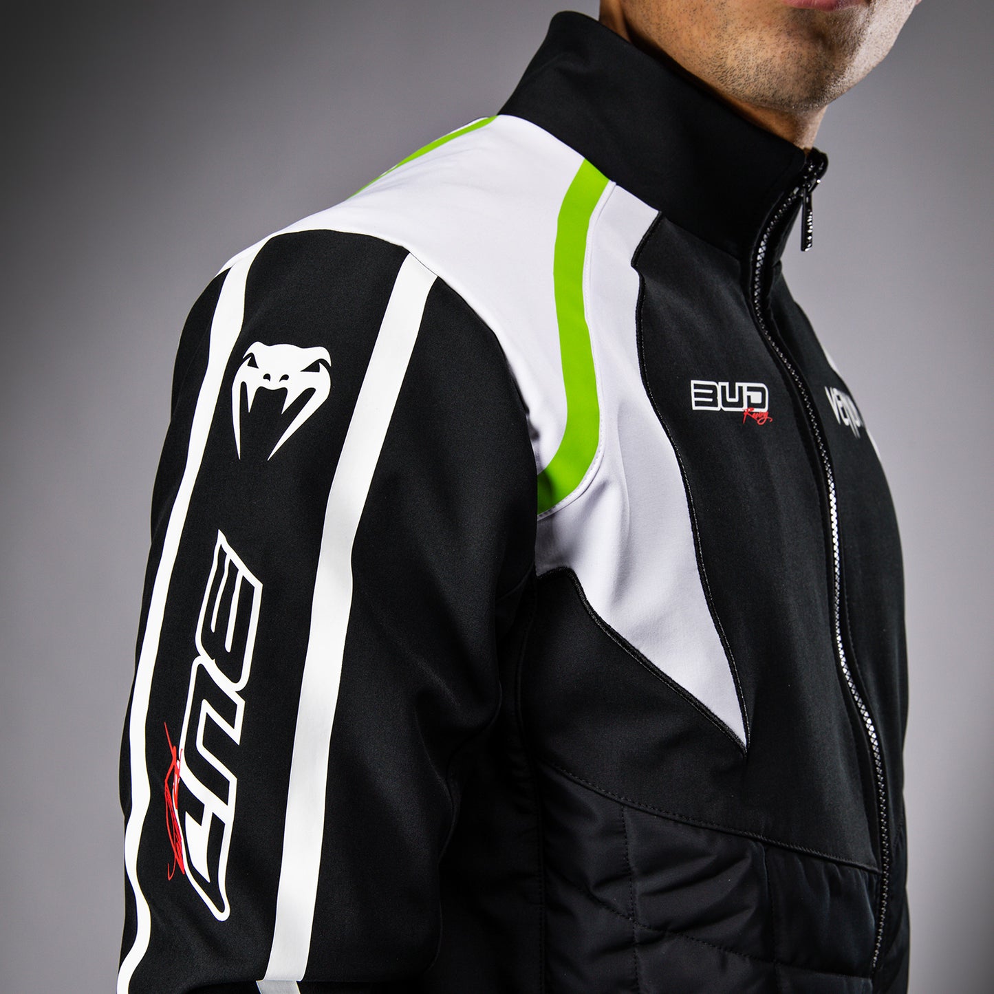 Venum x Bud Racing Herenjas - Zwart/Wit/Limoengroen