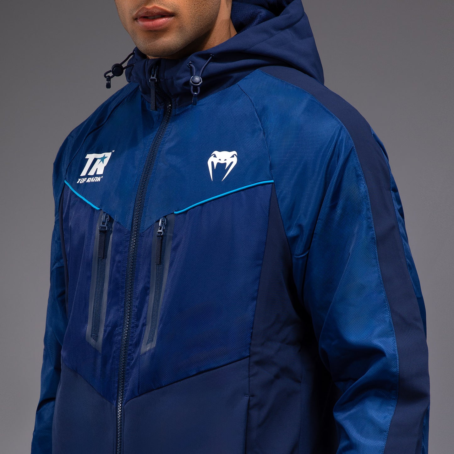 Venum x Top Rank Original Heren Volledige Rits Hoodie - Marineblauw