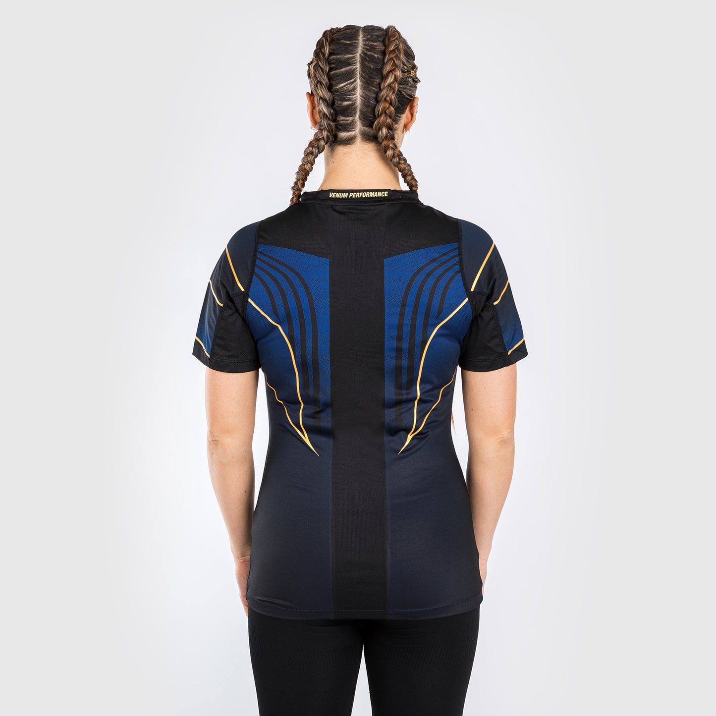 UFC Venum gepersonaliseerde authentieke Fight Night 2.0 Walkout-jersey voor dames - blauw/zwart/goud