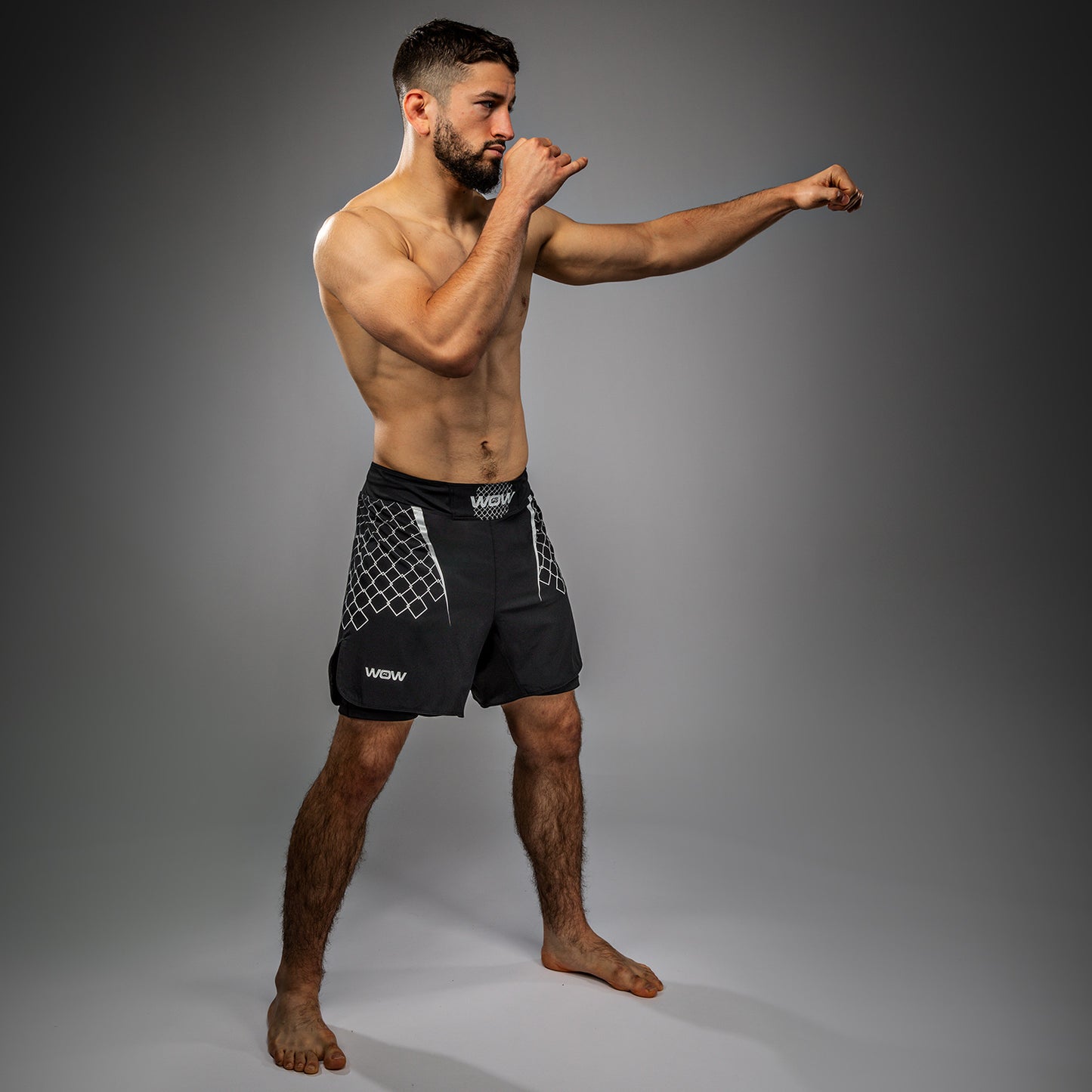 Venum x WOW FC Heren Fight Shorts - Zwart/ Zilver Grijs