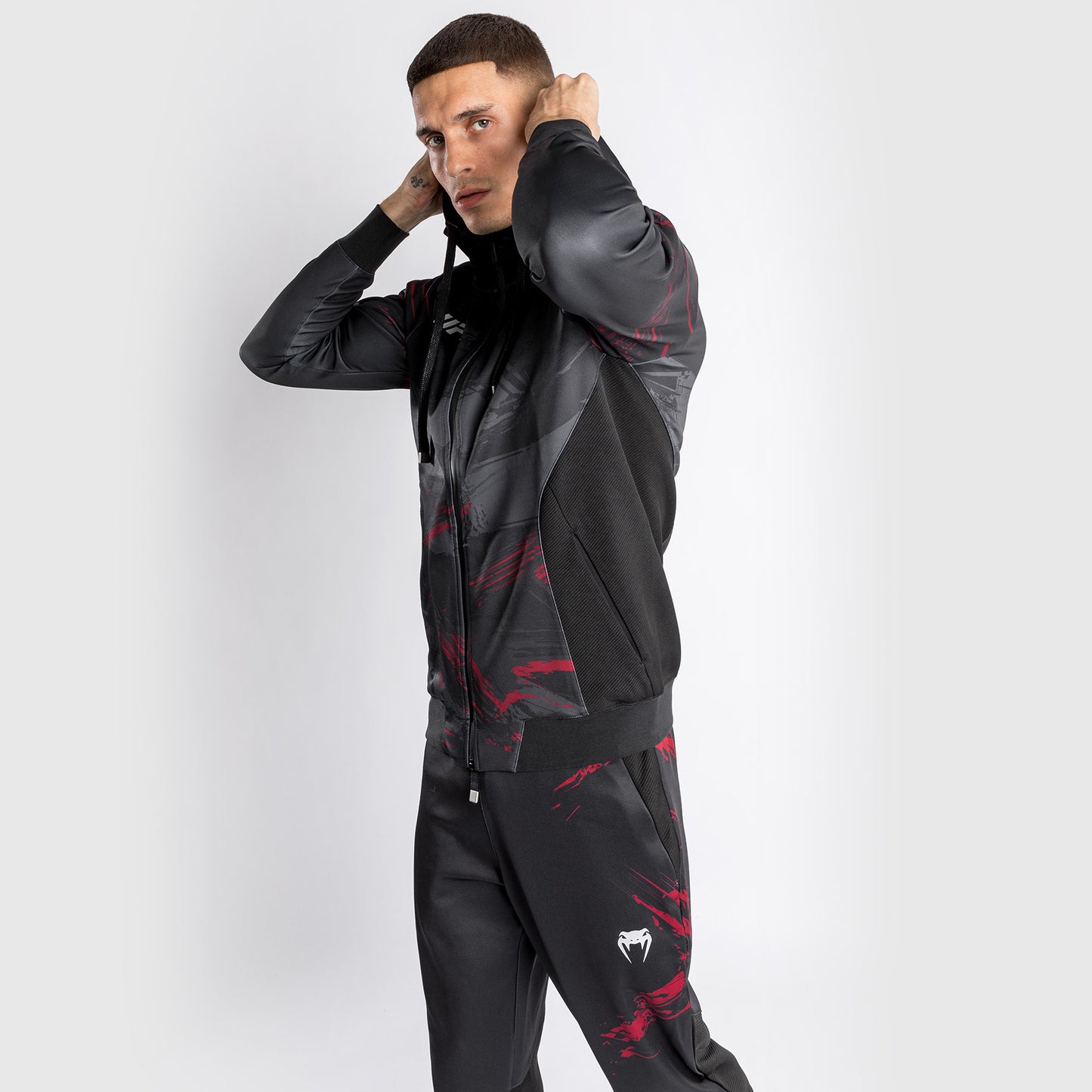 UFC Venum Authentic Fight Week 2.0 Sweatshirt met Rits - Zwart/Rood