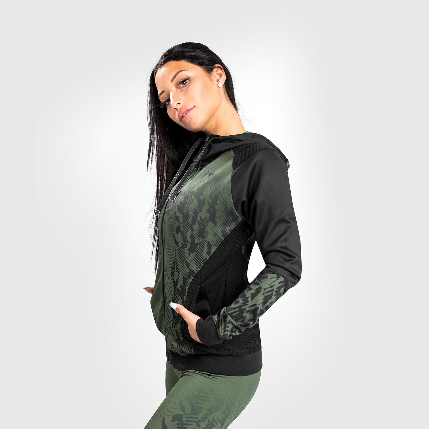 UFC Venum Authentic Fight Week Dameshoodie met rits - Kaki