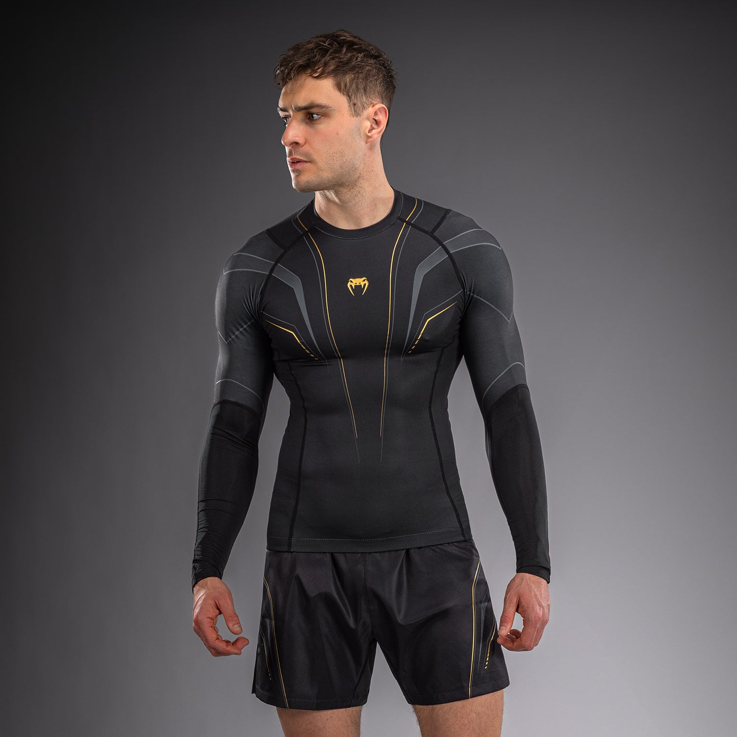 Venum Streamline Rashguard met lange mouwen – Zwart/Goud