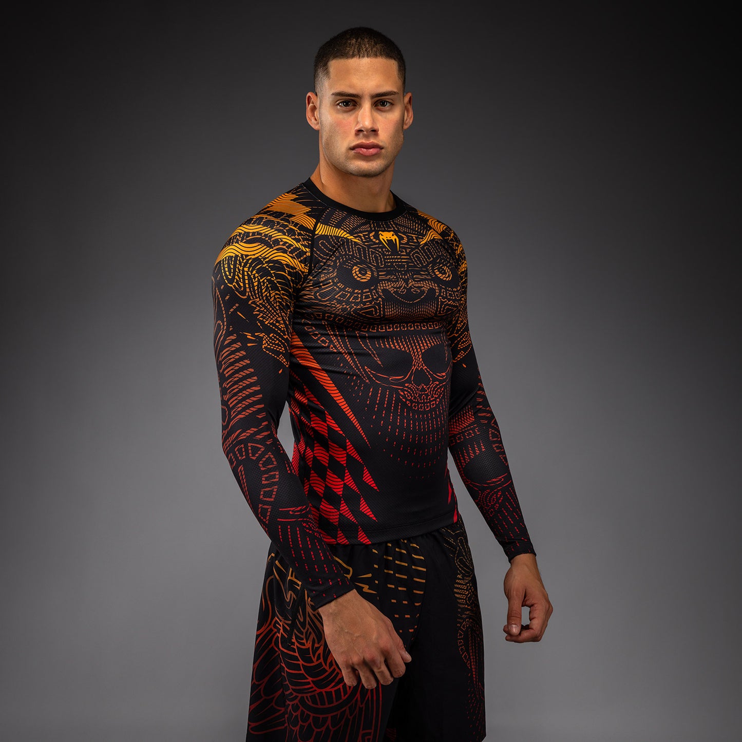 Venum Quetzal Fury Lange Mouw Rashguard - Zwart/Fury Rood/Tangerine