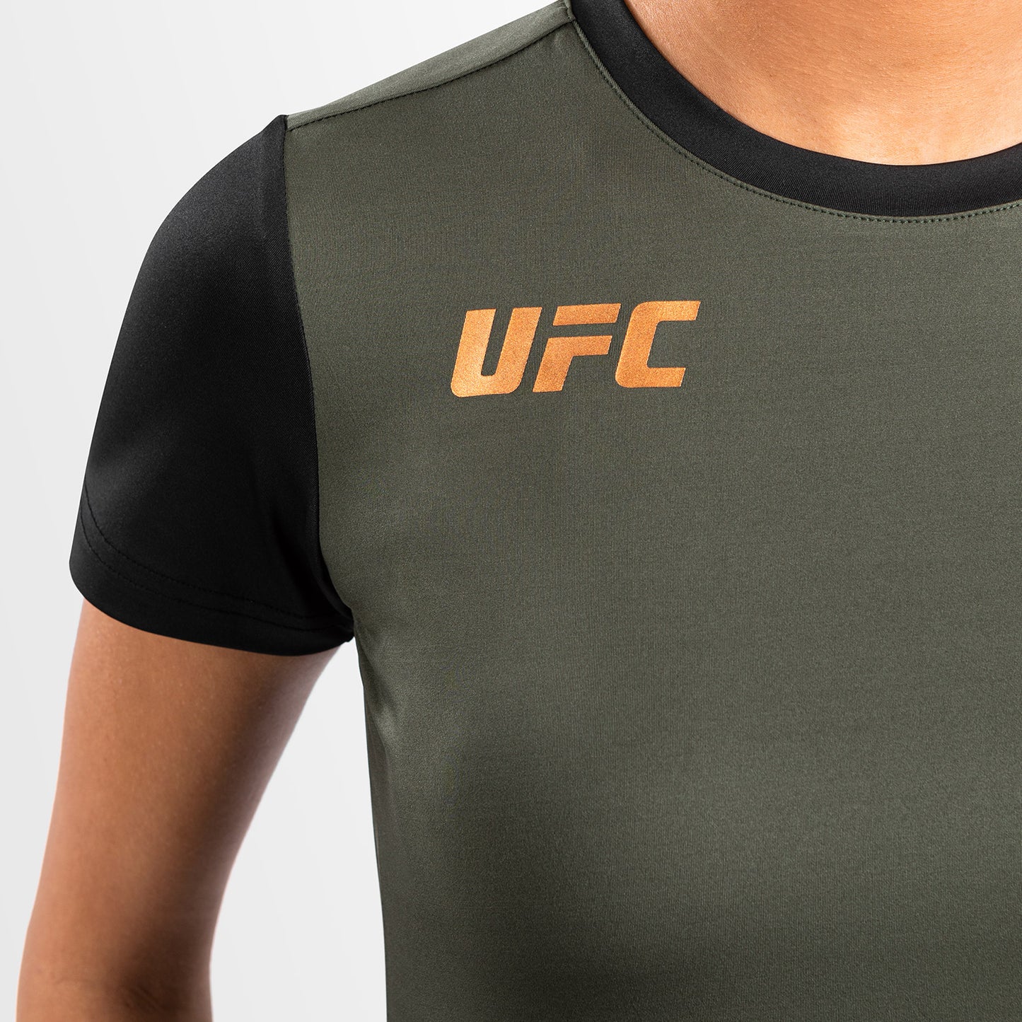 UFC Adrenaline by Venum Fight Week Dames-T-shirt Dry-Tech - Kaki/Brons