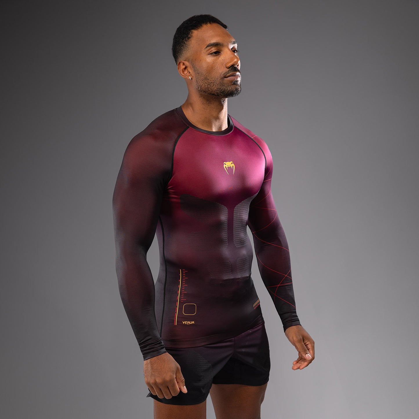 Venum Tactical XT Heren-Rashguard met lange mouwen - Zwart/Bourgondië/Goud