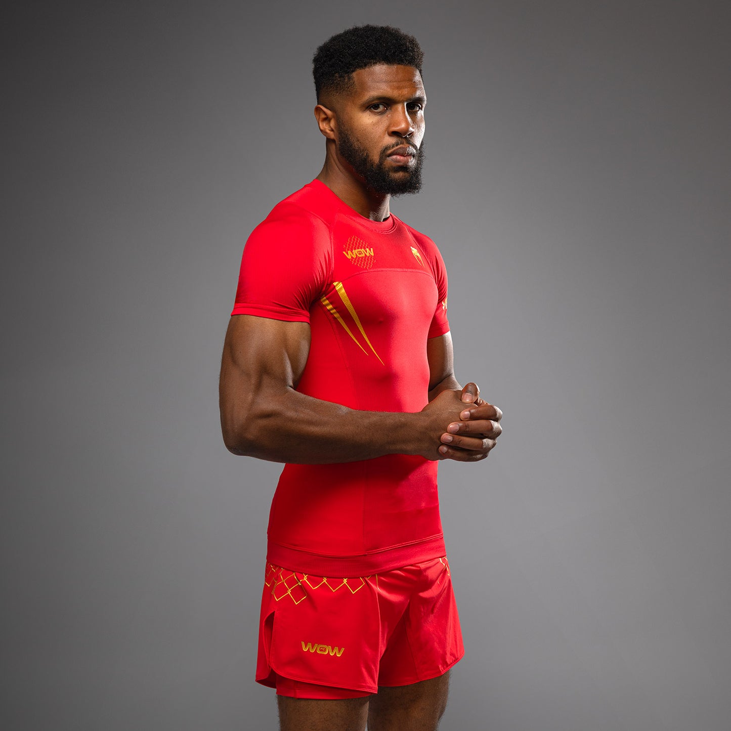 Venum x WOW FC Fury Red/ Gold Short Sleeve Rashguard