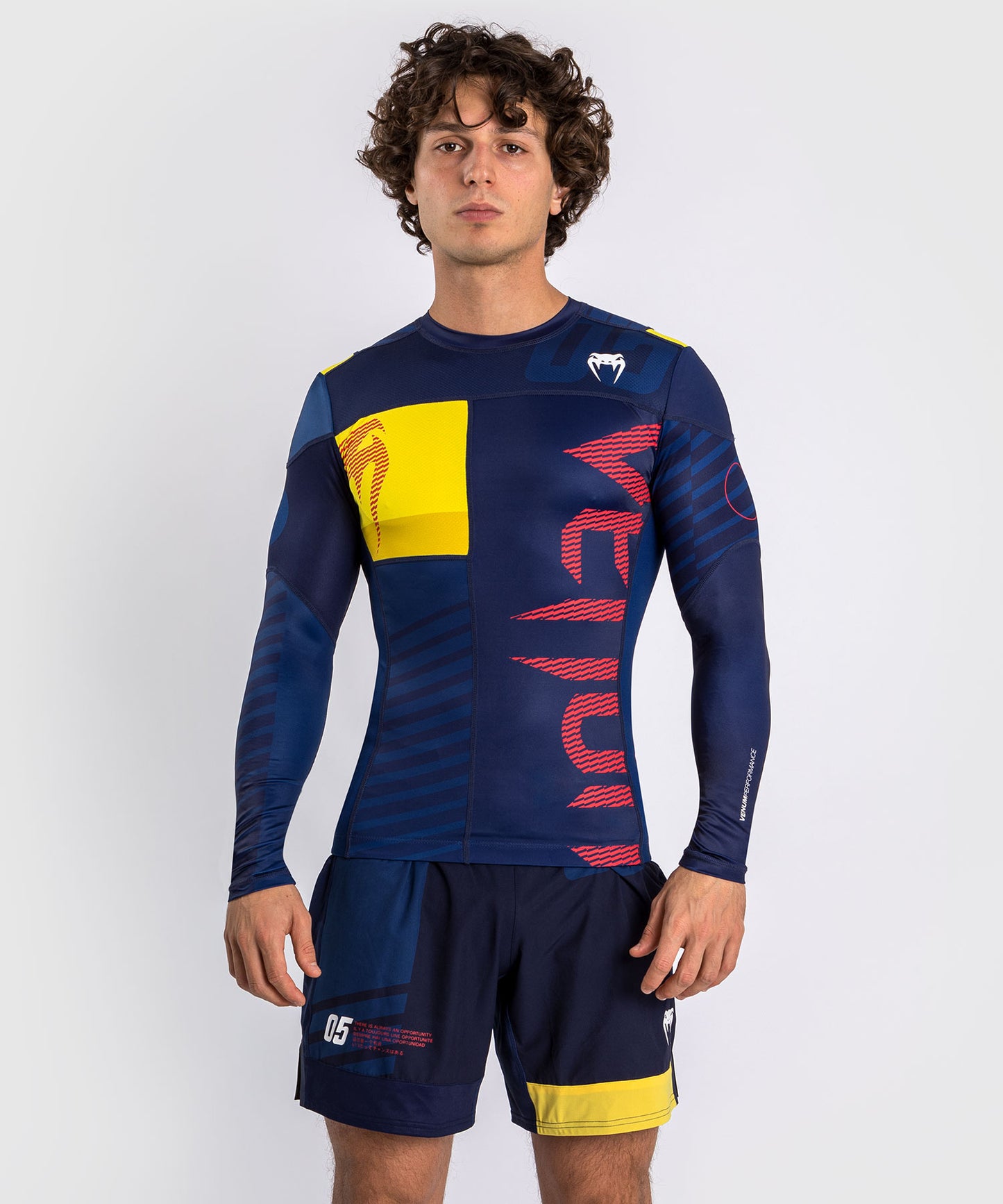 Venum Sport 05 T-shirt Compressie Lange Mouw - Blauw/Geel