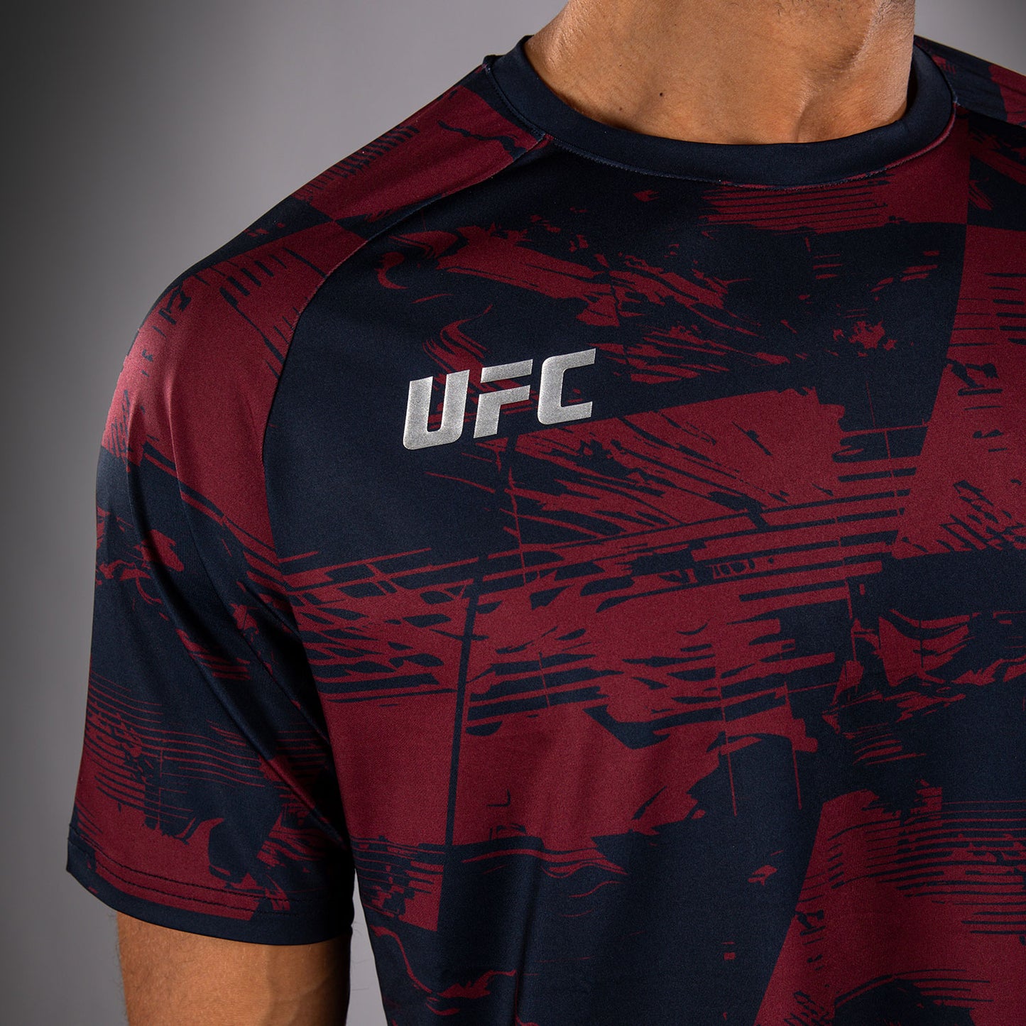 UFC Zenith by Venum Authentic Fight Week Performance T-shirt Korte Mouw Heren - Marineblauw/Bordeauxrood/Zilver