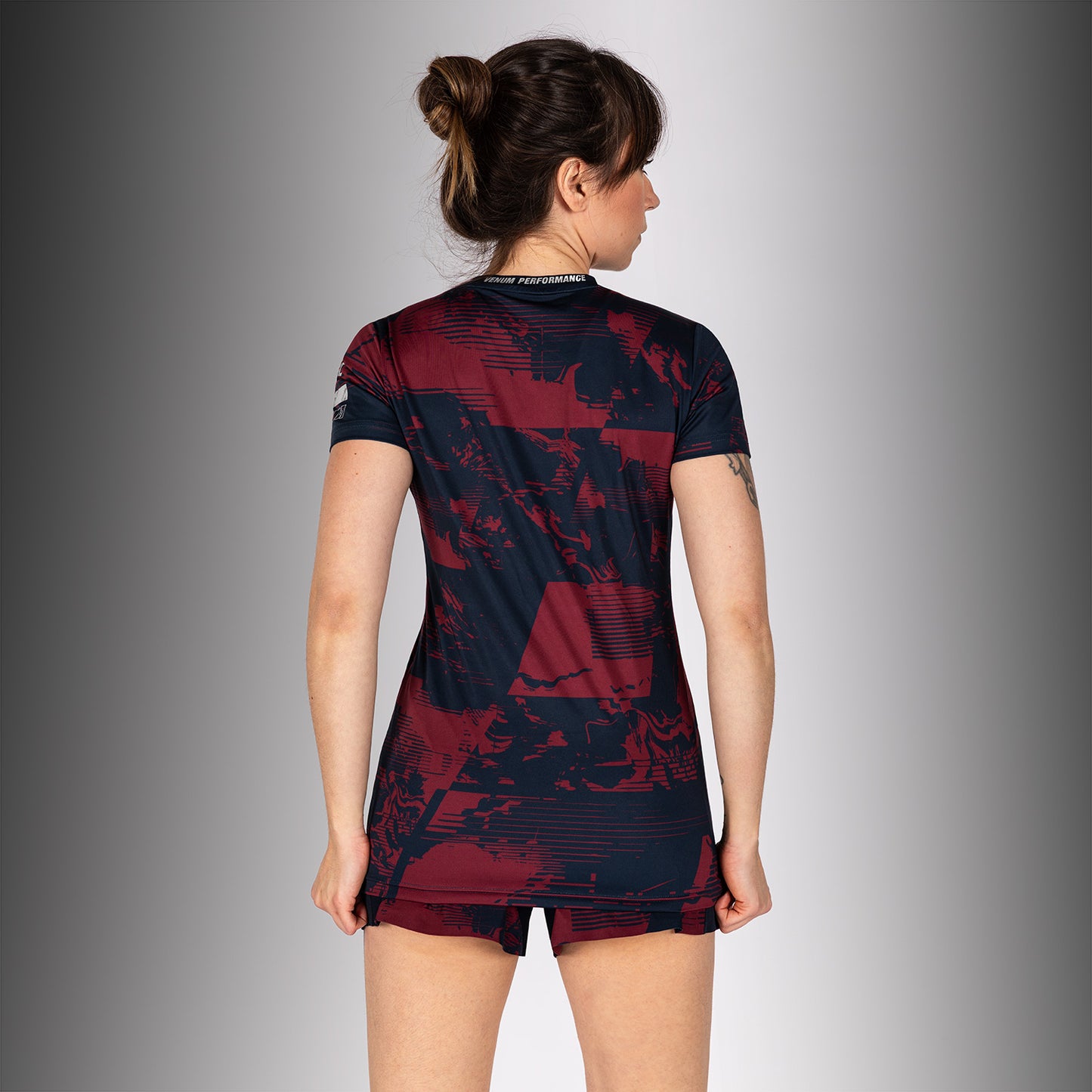 UFC Zenith by Venum Authentic Fight Week Performance T-shirt Korte Mouw Dames - Marineblauw/Bordeauxrood/Zilver