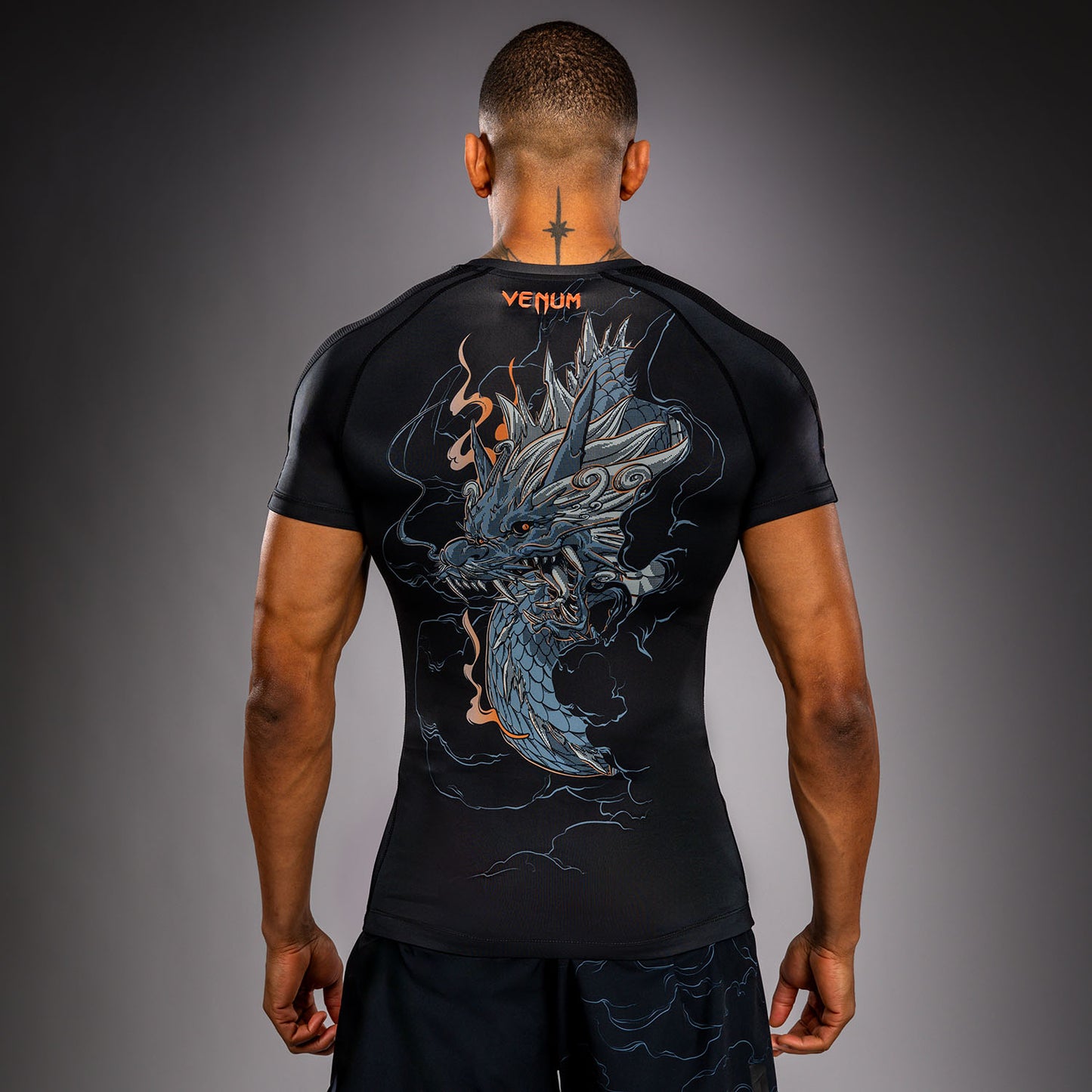 Venum Thunder Dragon Rashguard met korte mouwen – Zwart/Grijs/Koper