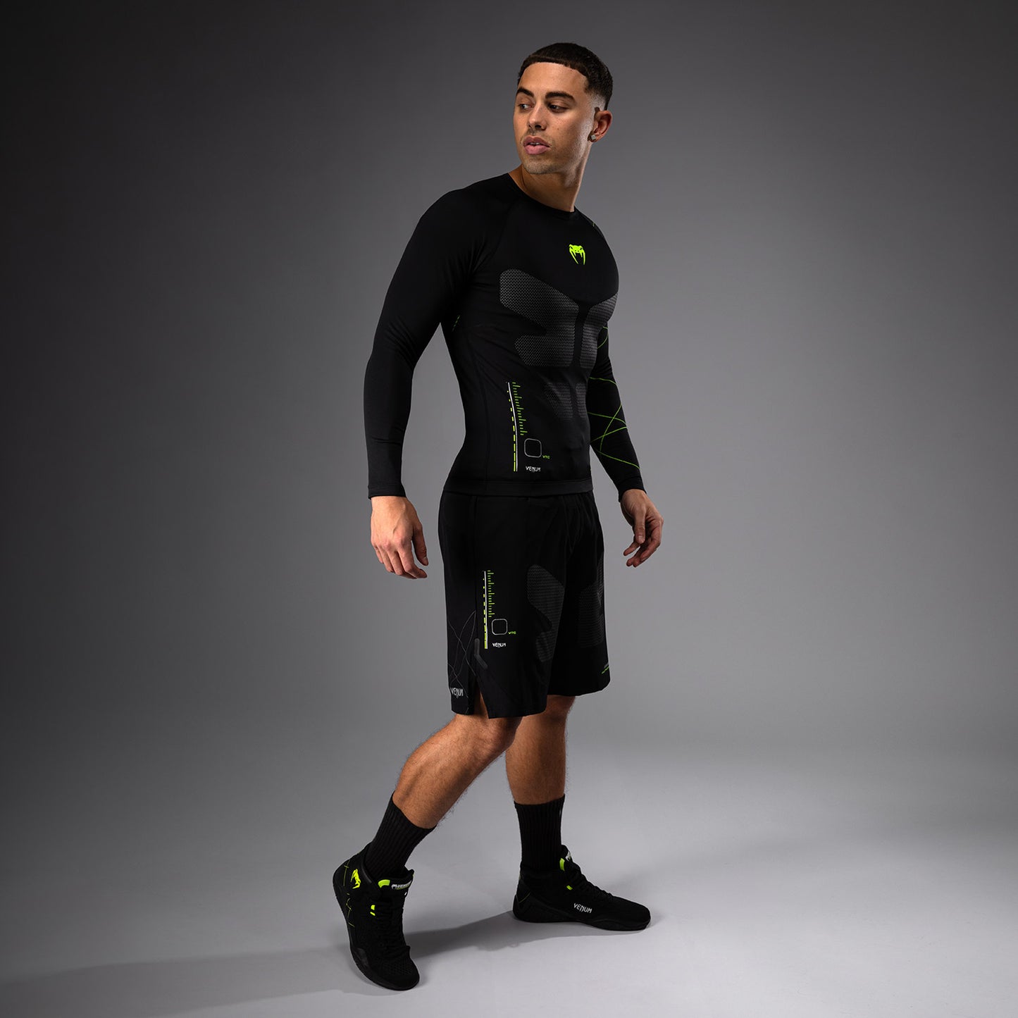 Venum Training Camp 4.0 Rashguard met lange mouwen - Zwart/Neon groen