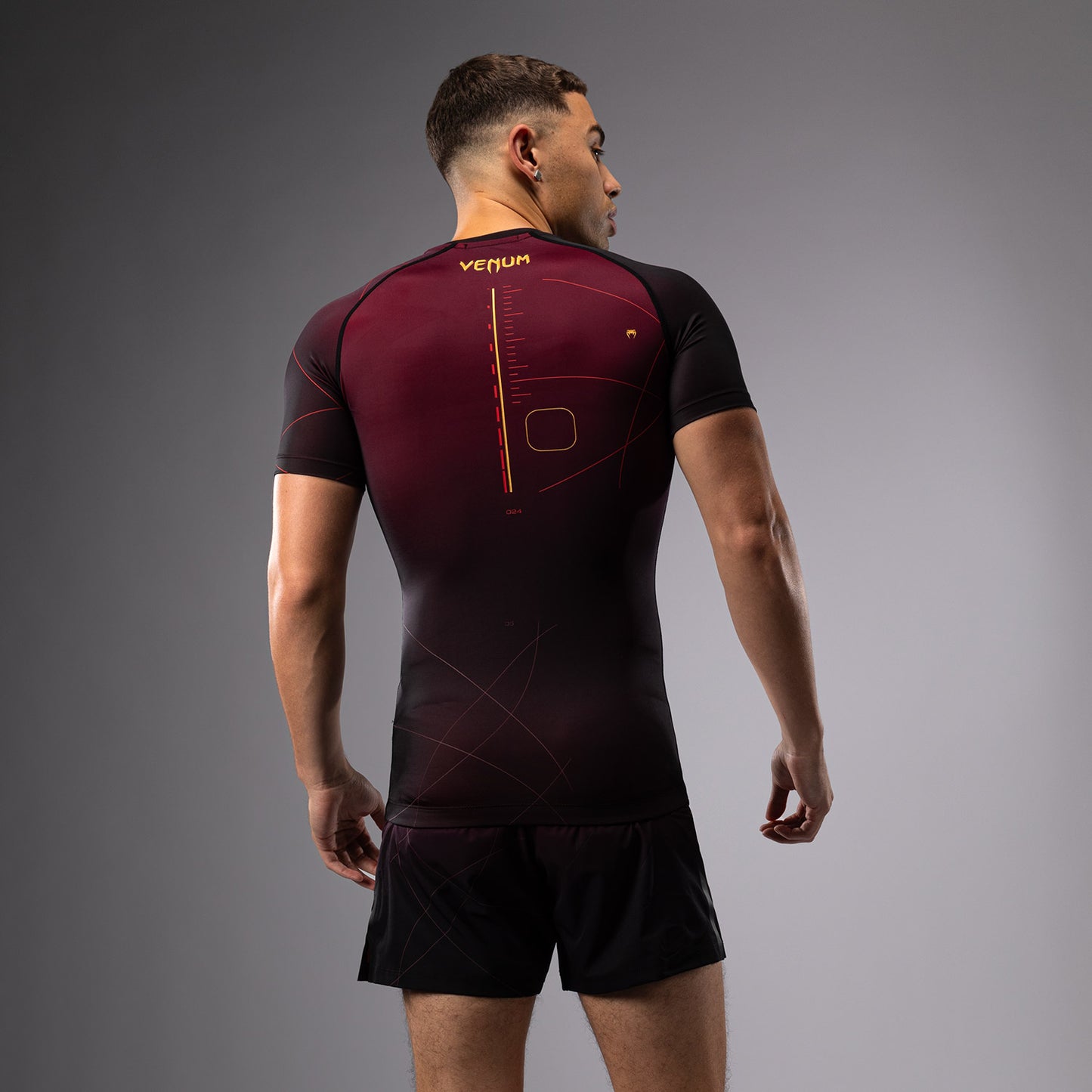 Venum Tactical XT Heren-Rashguard met korte mouwen - Zwart/Bourgondië/Goud