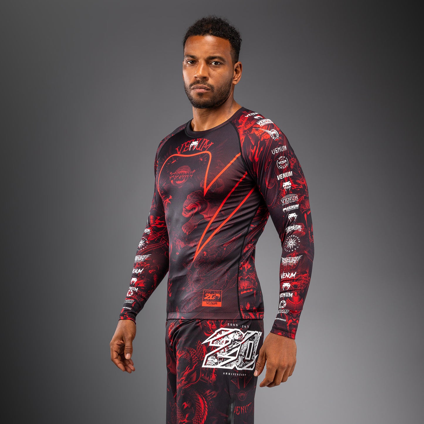 Venum 20th Anniversary Rashguard met lange mouwen - Zwart/Rood