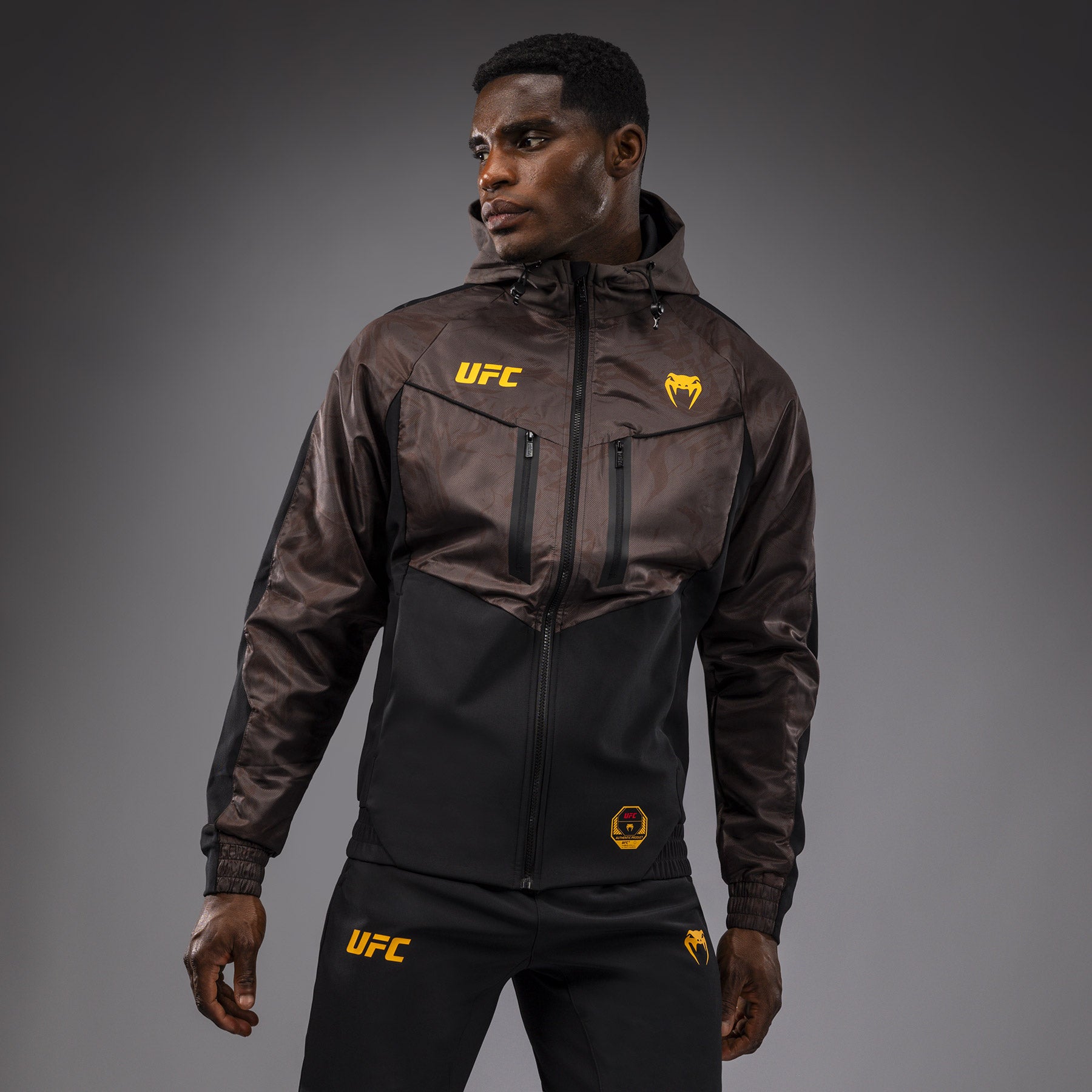 UFC Fusion by Venum Fight Week スウェットシャツ UFC Fusion by Venum Fight Week Zip-Hoodie voor Heren - Earthen