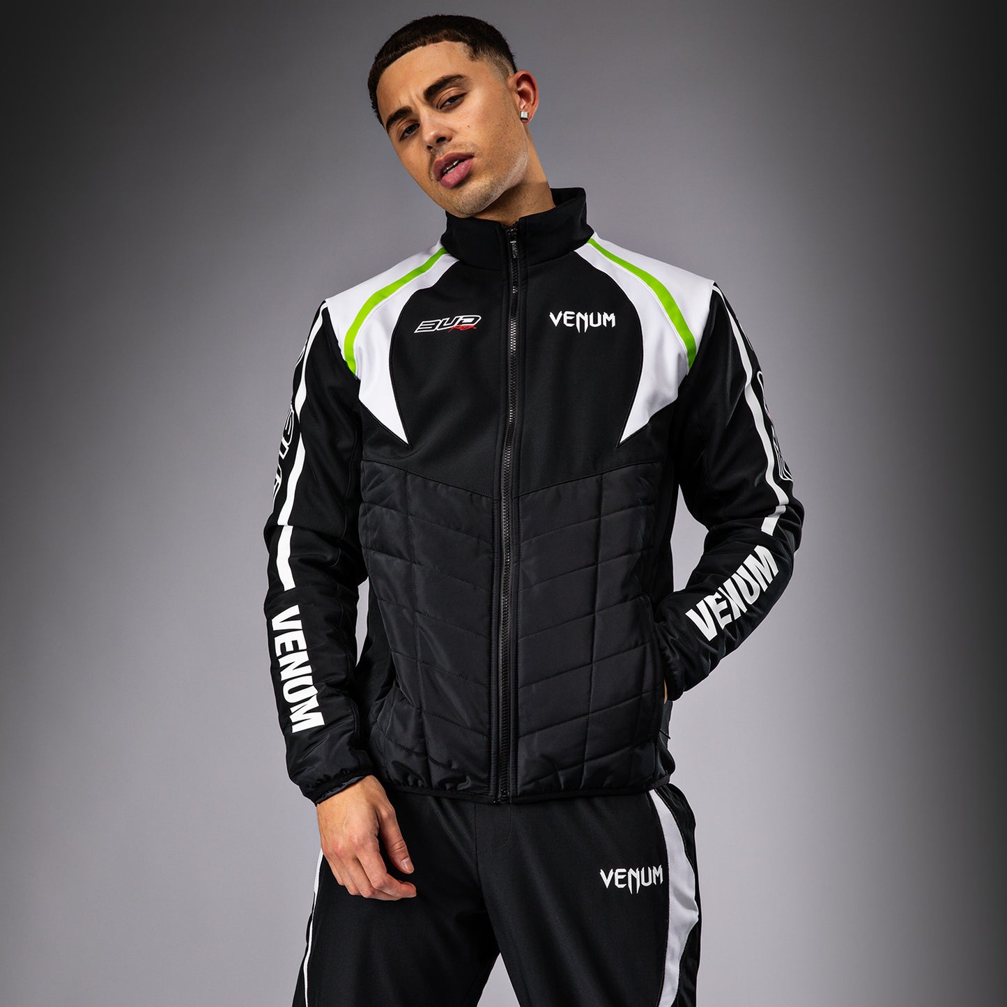 Venum x Bud Racing Herenjas - Zwart/Wit/Limoengroen