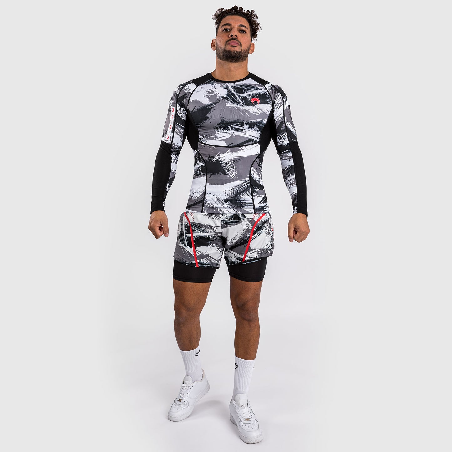 Venum Electron 3.0 Rashguard lange mouw - Grijs/Rood