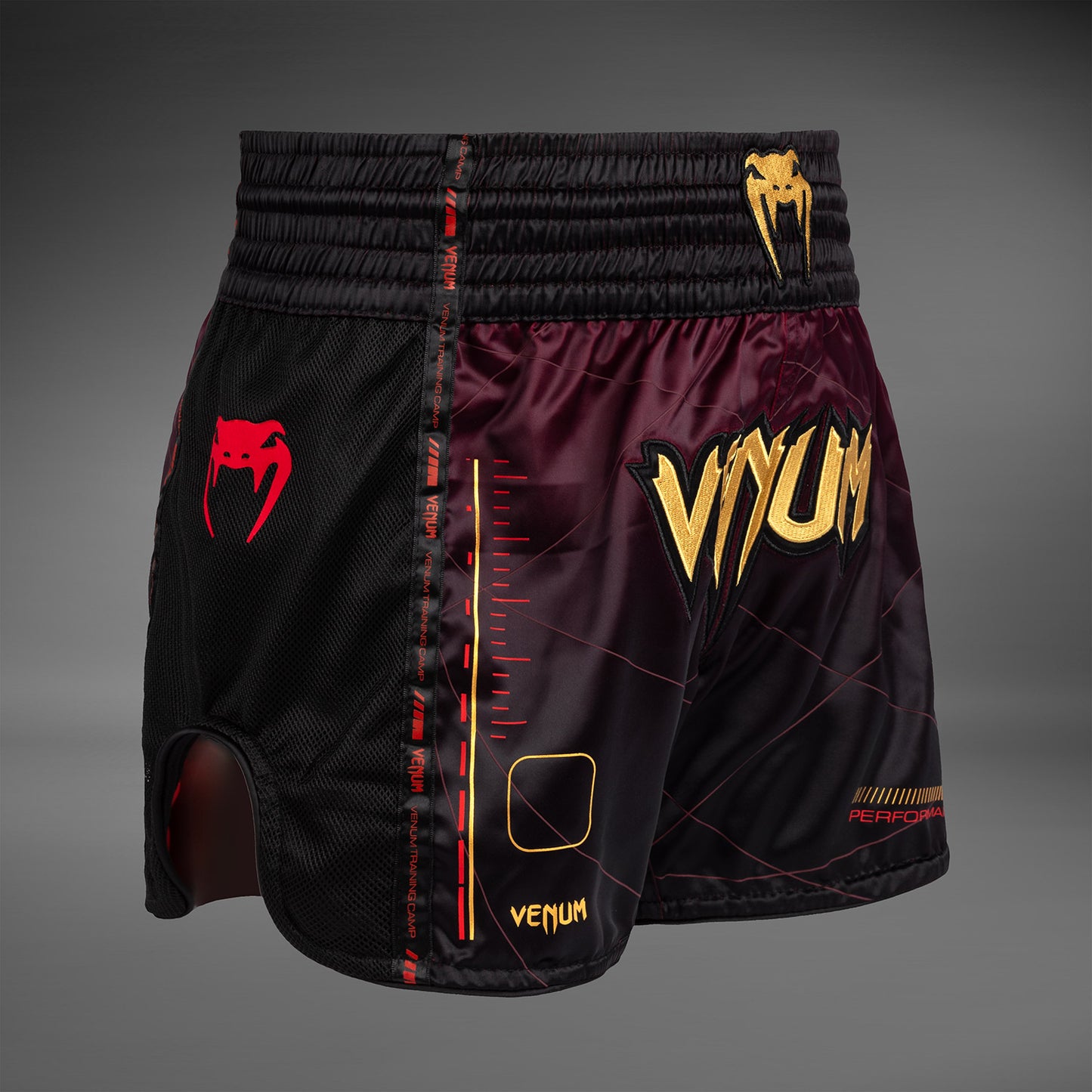 Venum Tactical XT Muay Thai Shorts - Zwart / Bourgondië / Goud