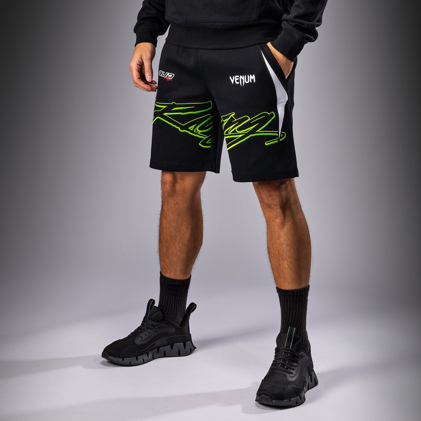 Venum x Bud Racing Heren Shorts Katoen - Zwart/Wit/Limoengroen