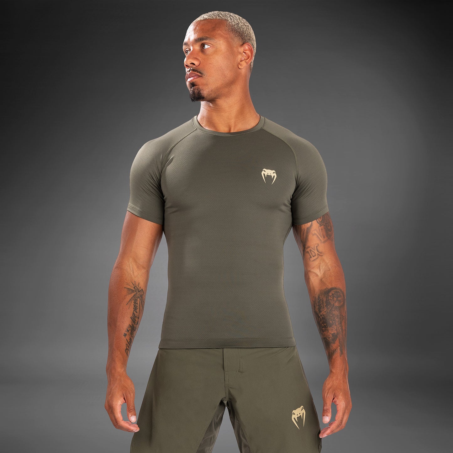 Venum Contender Heren Rashguard met korte mouwen - Khaki