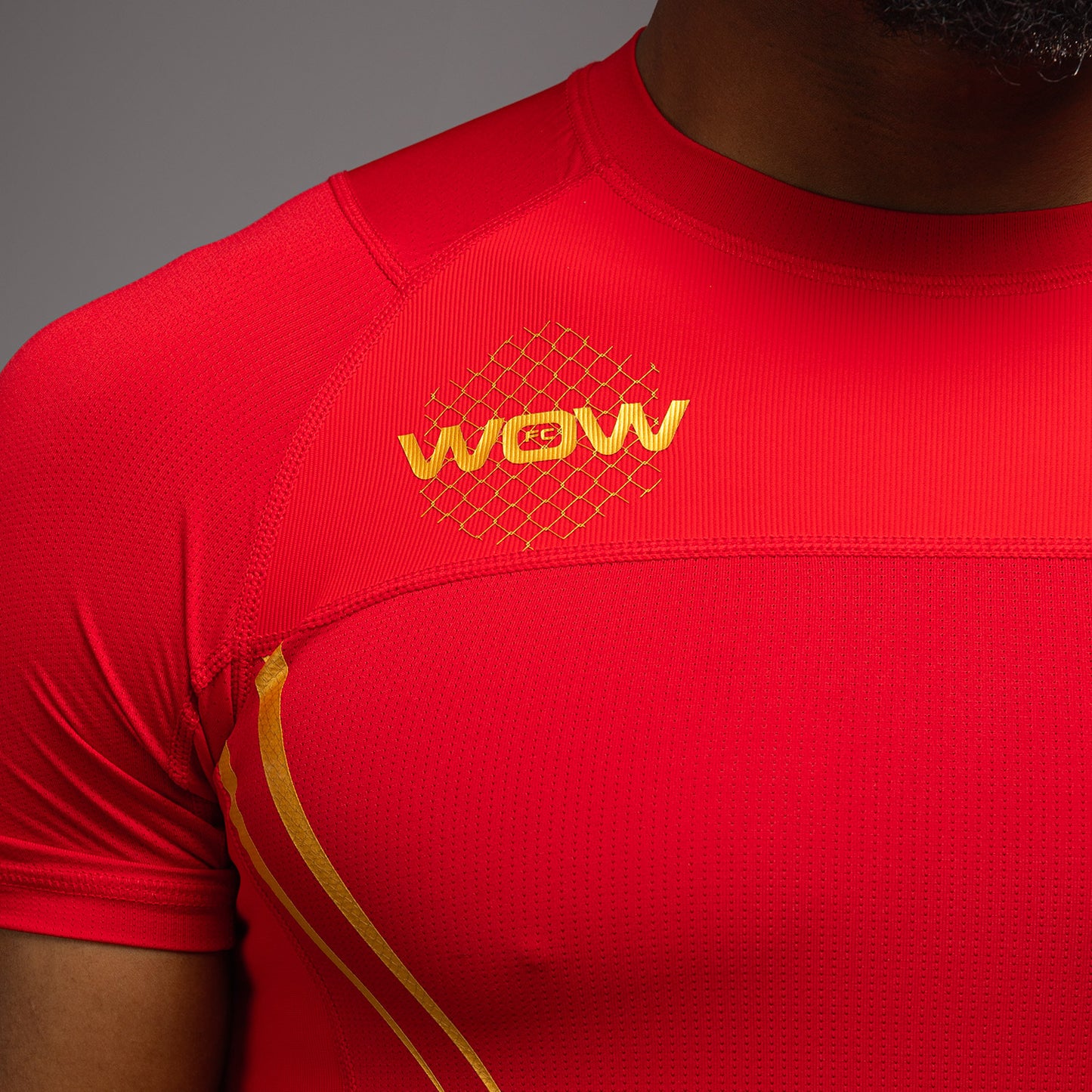 Venum x WOW FC Fury Red/ Gold Short Sleeve Rashguard