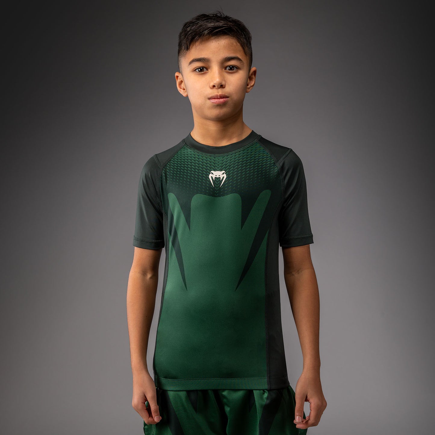 Venum Attack Kids Rashguard met korte mouwen - Bosgroen/Crèmewit