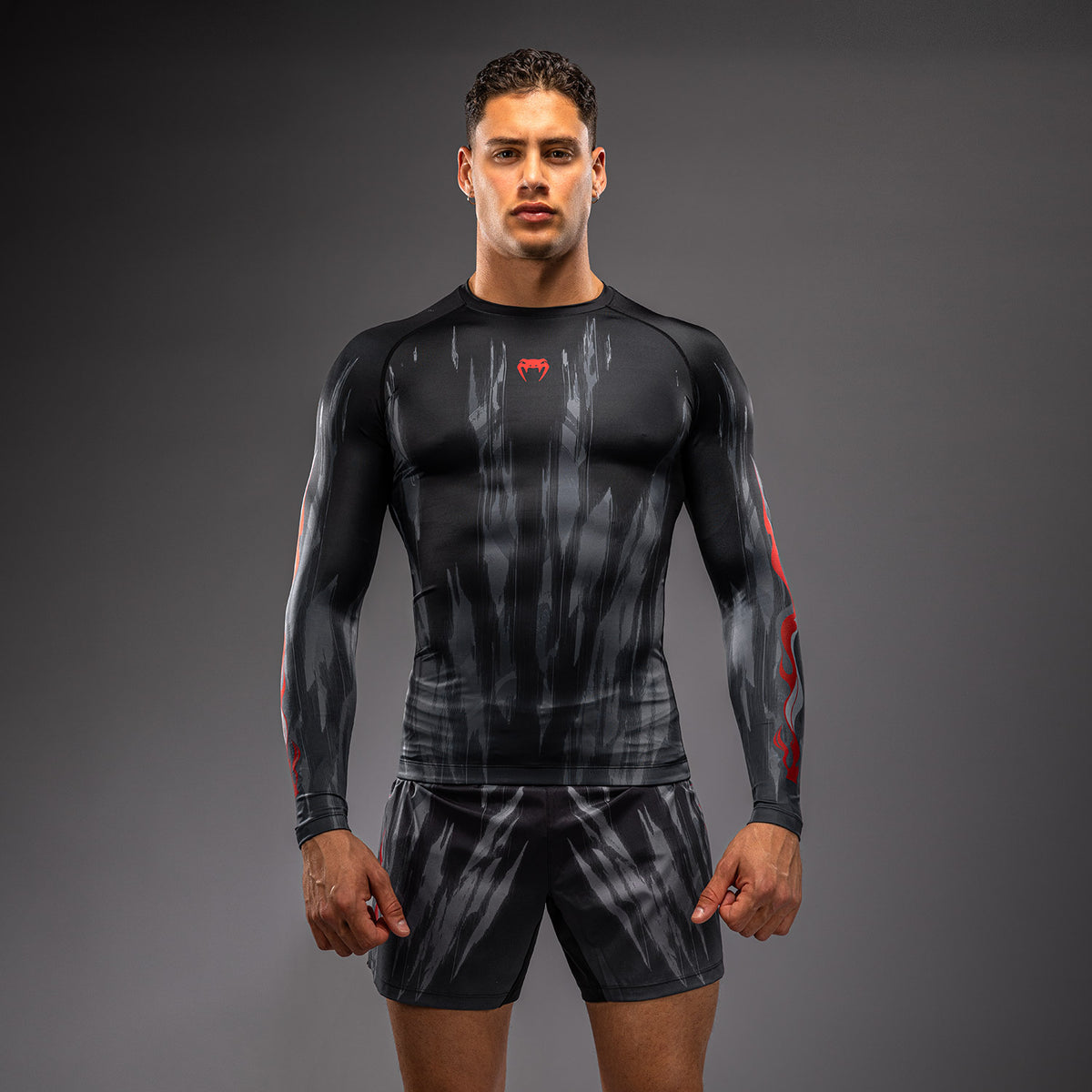 Venum Demon Rashguard met Lange Mouwen - Zwart/Grijs