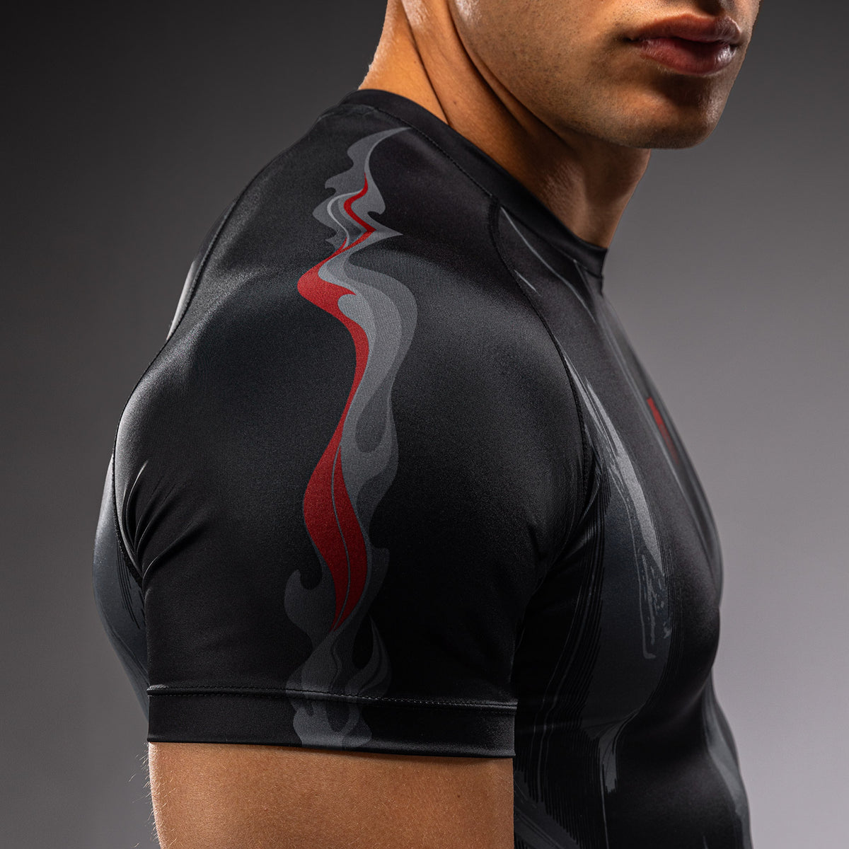 Venum Demon Rashguard met Korte Mouwen - Zwart/Grijs