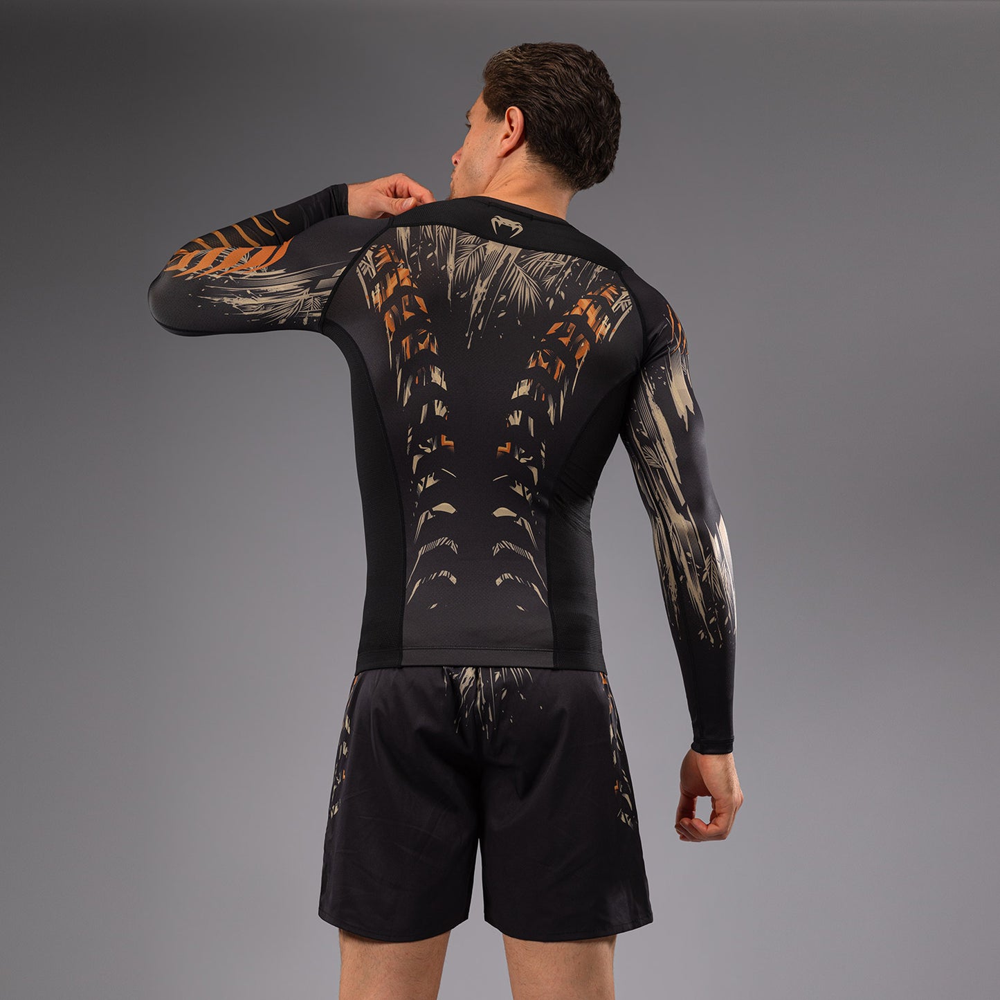 Venum Tiger Lange Mouw Rashguard - Zwart / Neon Oranje
