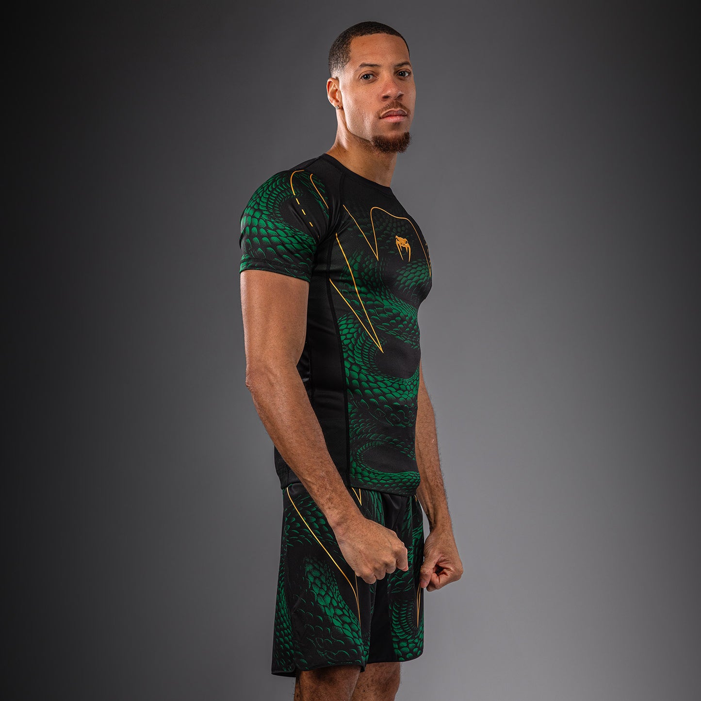 Venum Matupa Rashguard met korte mouwen - Zwart/Groen/Goud