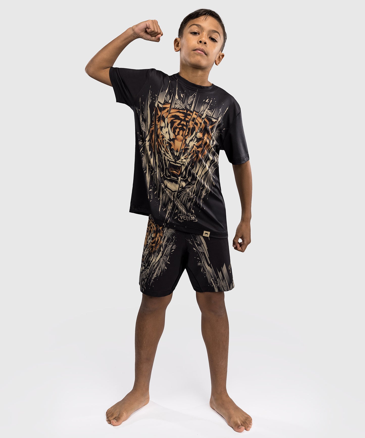Venum Tiger Kids Dry Tech T-Shirt - Zwart / Neon Oranje