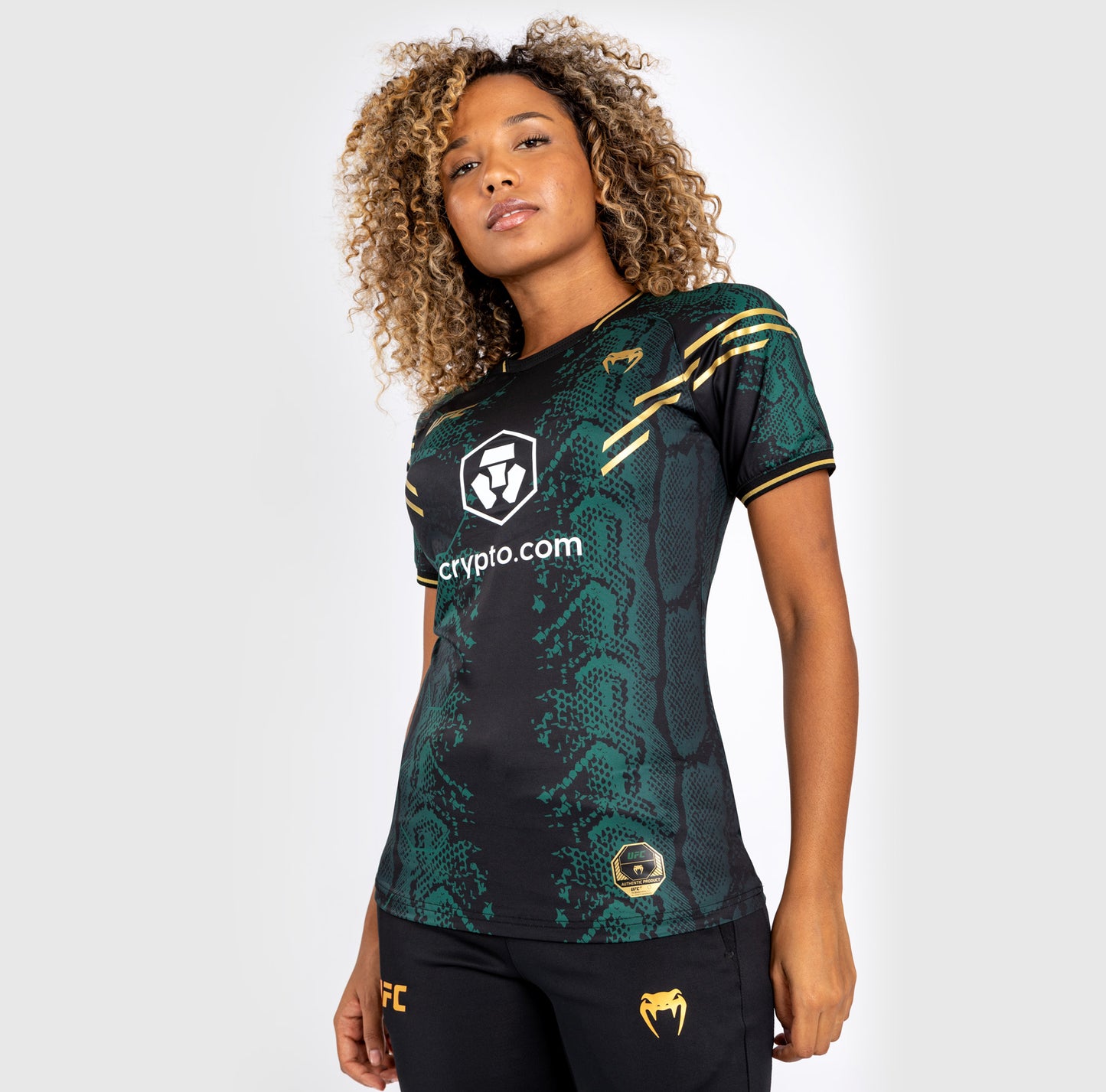 UFC Adrenaline by Venum Personalized Authentic Fight Night Women's Walkout Jersey - Emerald Edition - Groen/Zwart/Goud