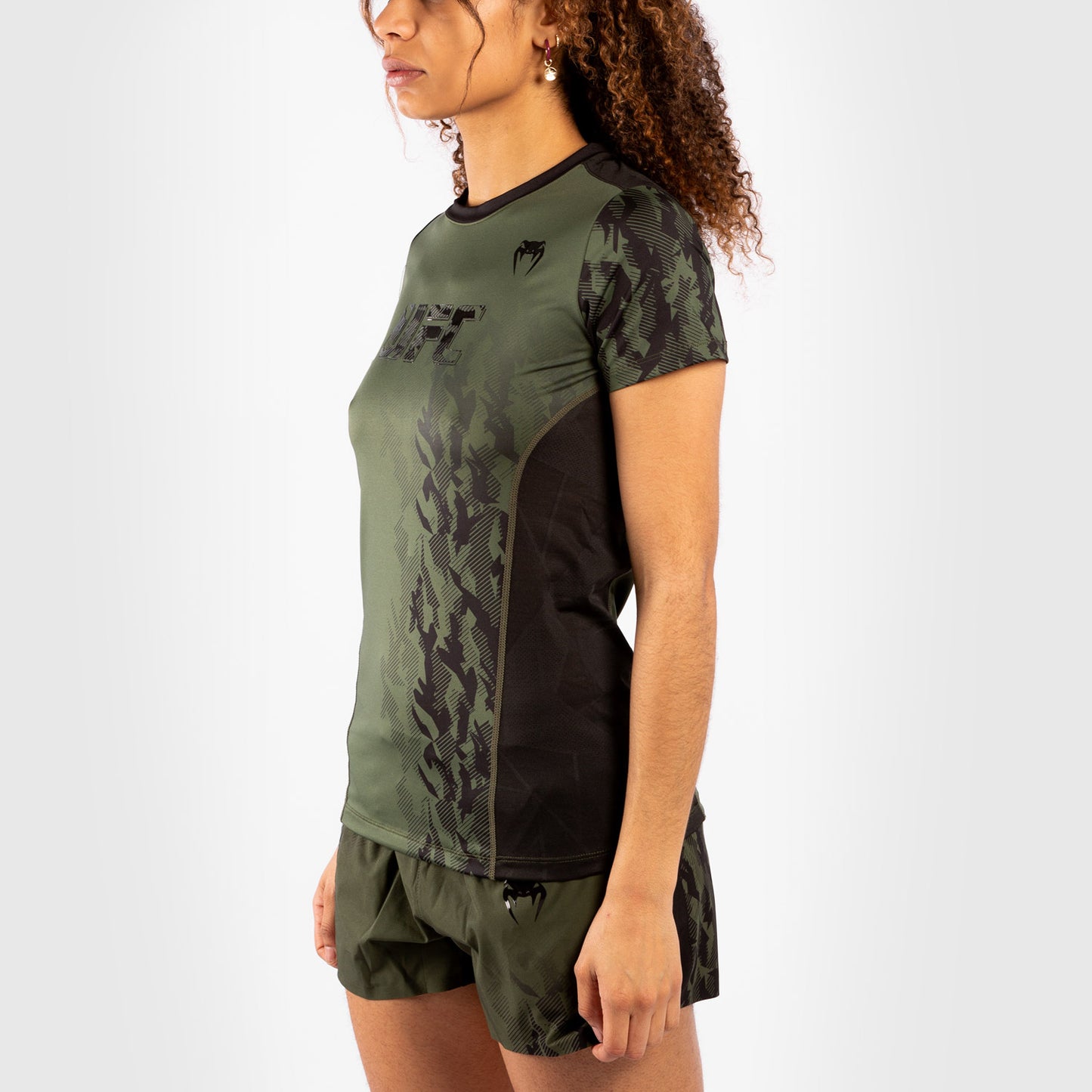 Venum UFC Authentic Fight Week Dames Performance T-shirt met Korte Mouwen – Kaki