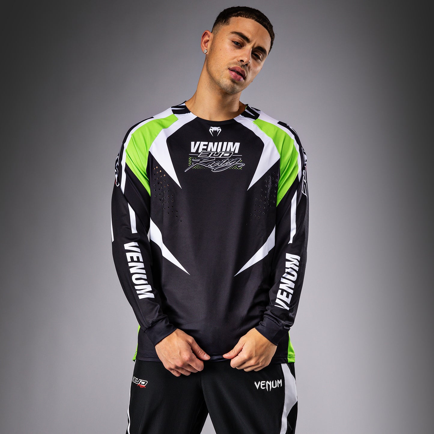 Venum x Bud Racing Heren Dry-Tech T-Shirt - Zwart/Wit/Limoengroen