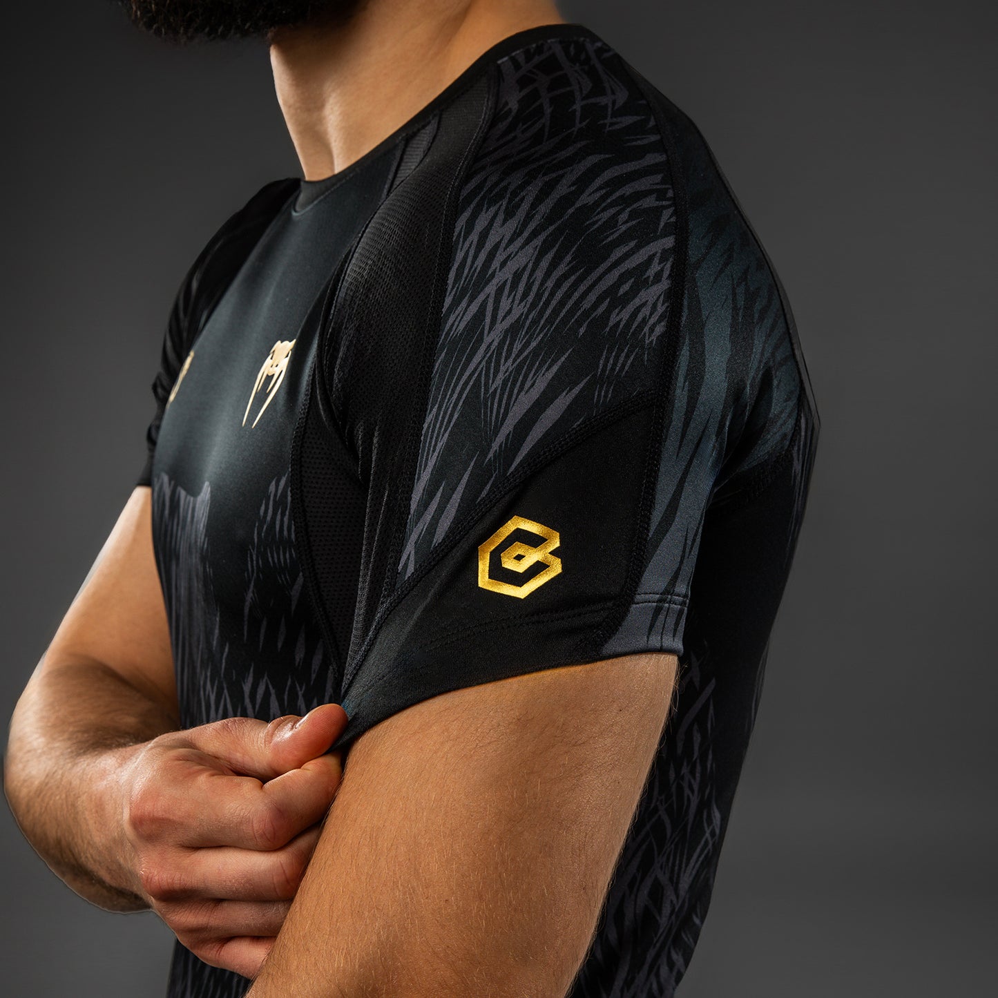 Venum x Chimaev Korte Mouw Rashguard - Zwart/Grijs