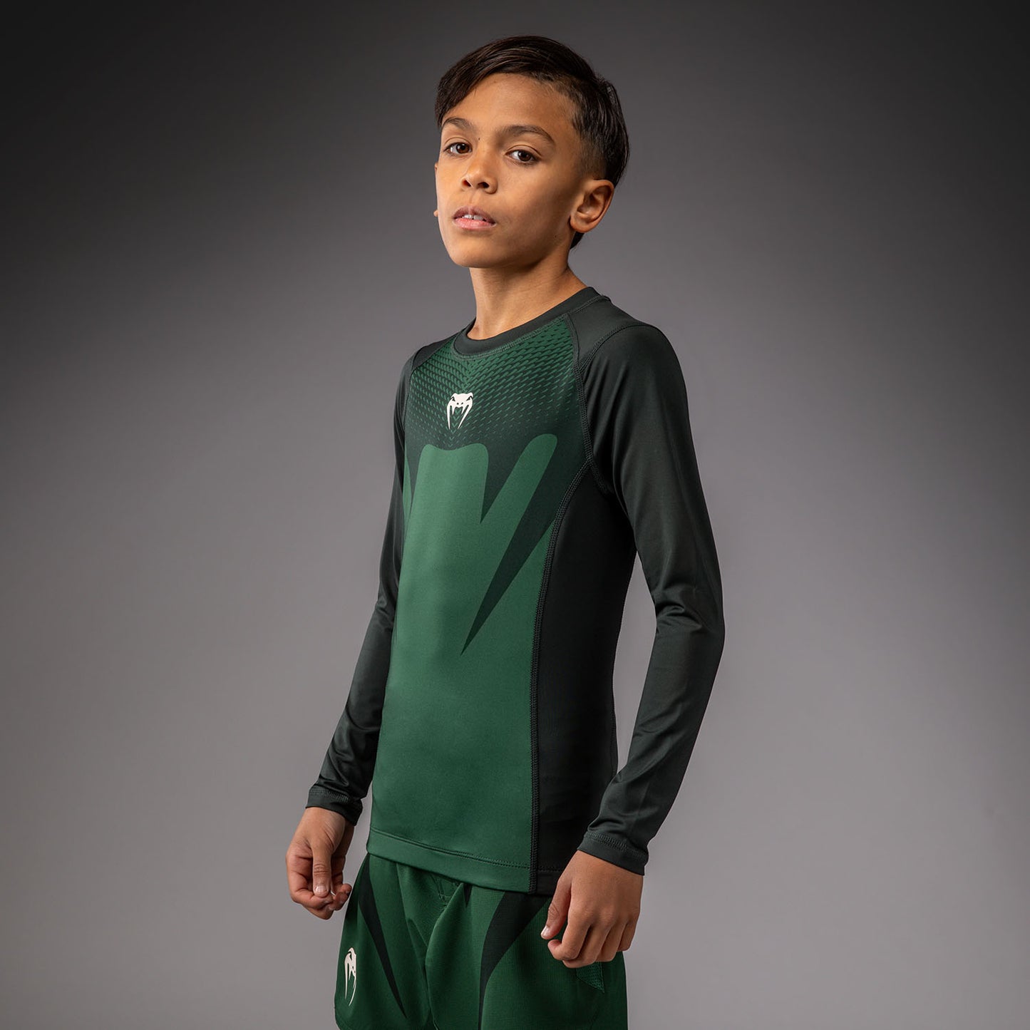 Venum Attack Kids Rashguard met Lange Mouwen - Bosgroen/ Off White
