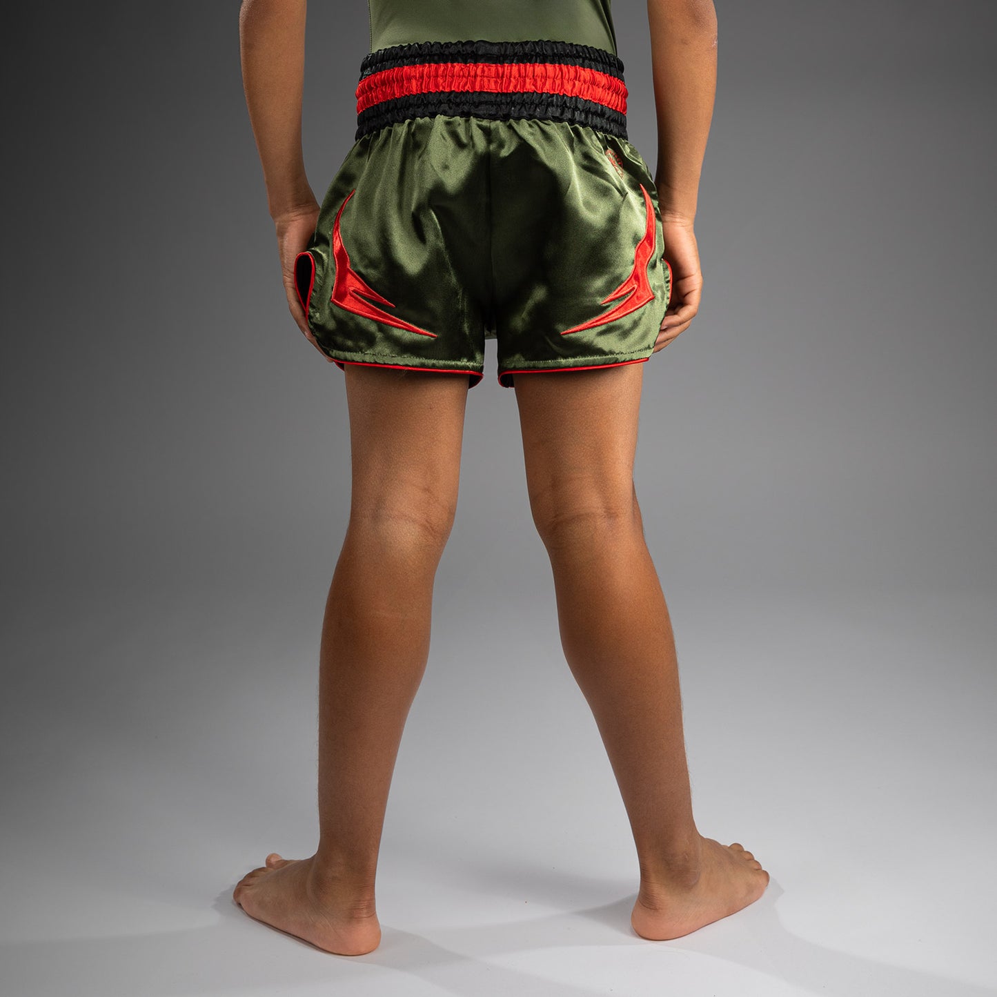 Venum Inferno Muay Thai Shorts voor Kinderen - Army Green/Orange