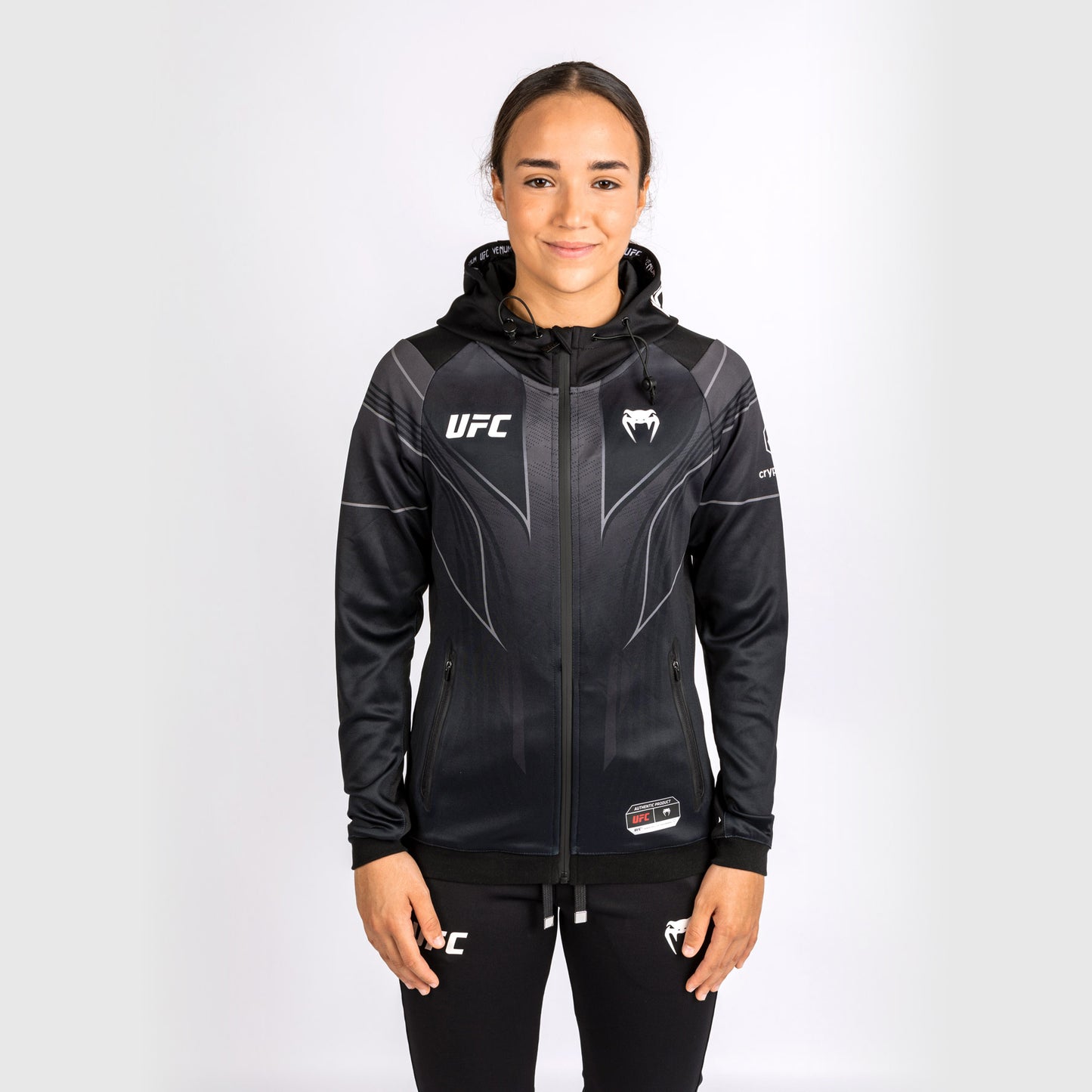 UFC Venum Gepersonaliseerde Authentic Fight Night 2.0 Vrouwen Walkout Hoodie - Zwart